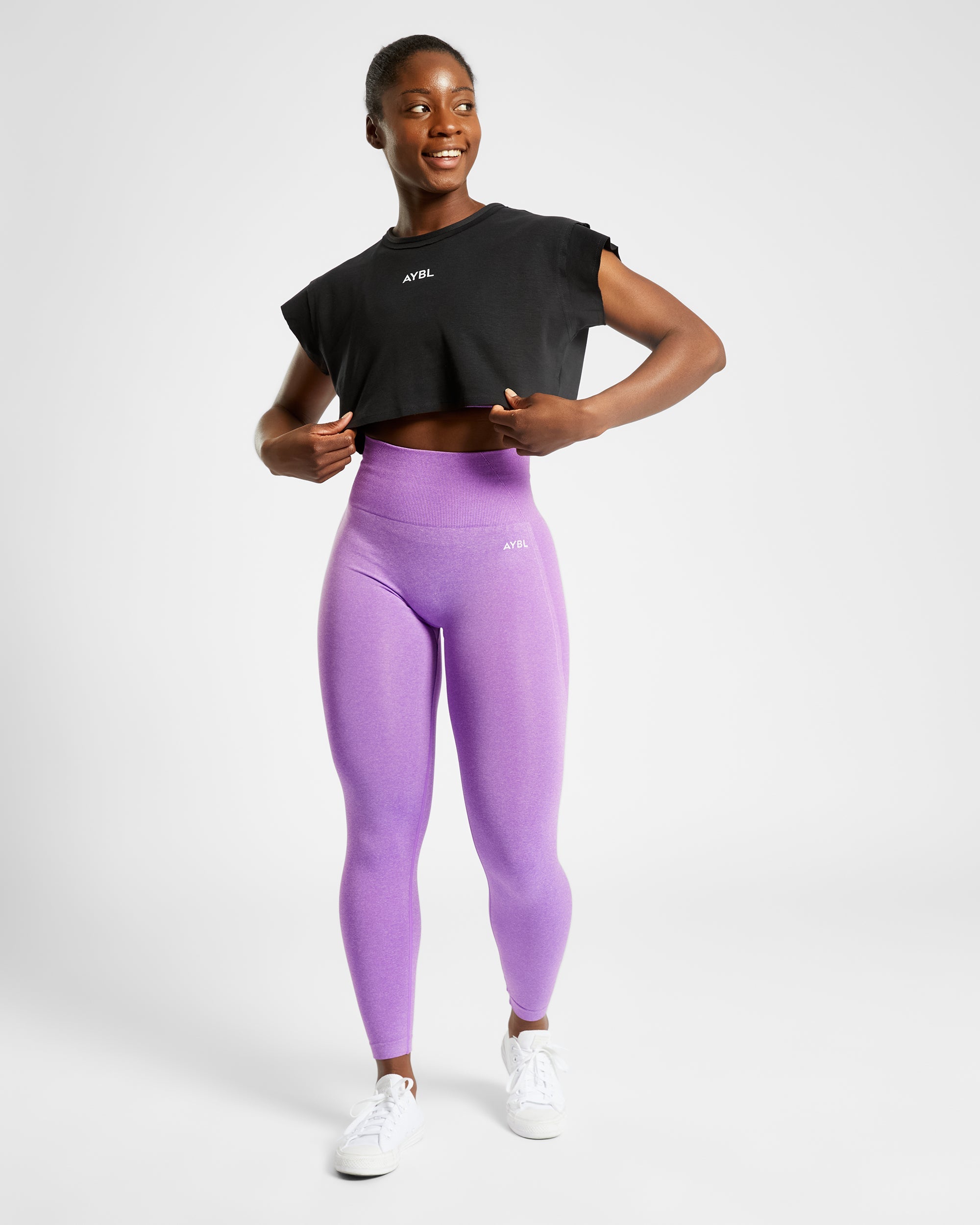 Nahtlose Leggings „Empower“ – Lila meliert