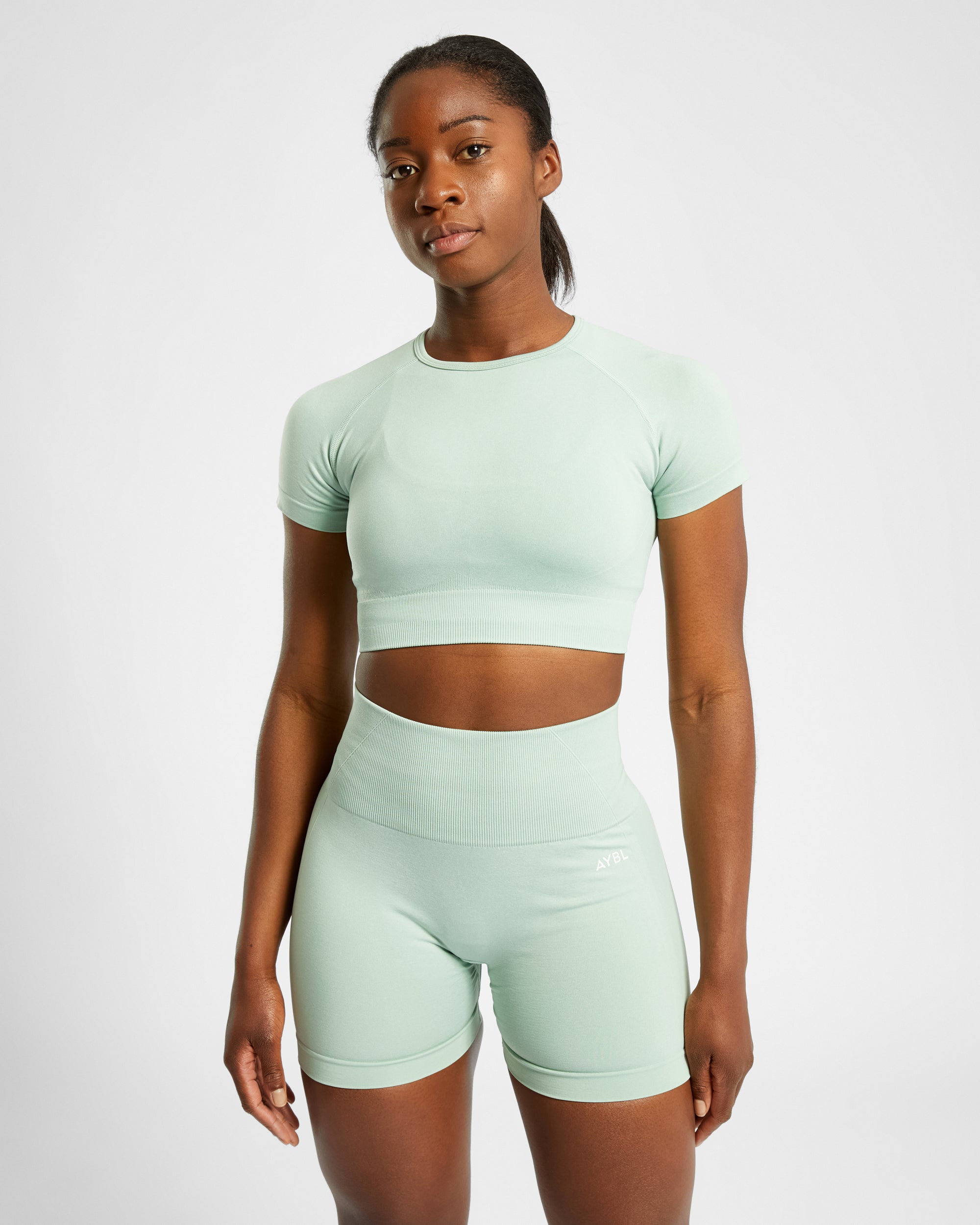 Haut court sans couture Empower - Vert printemps chiné