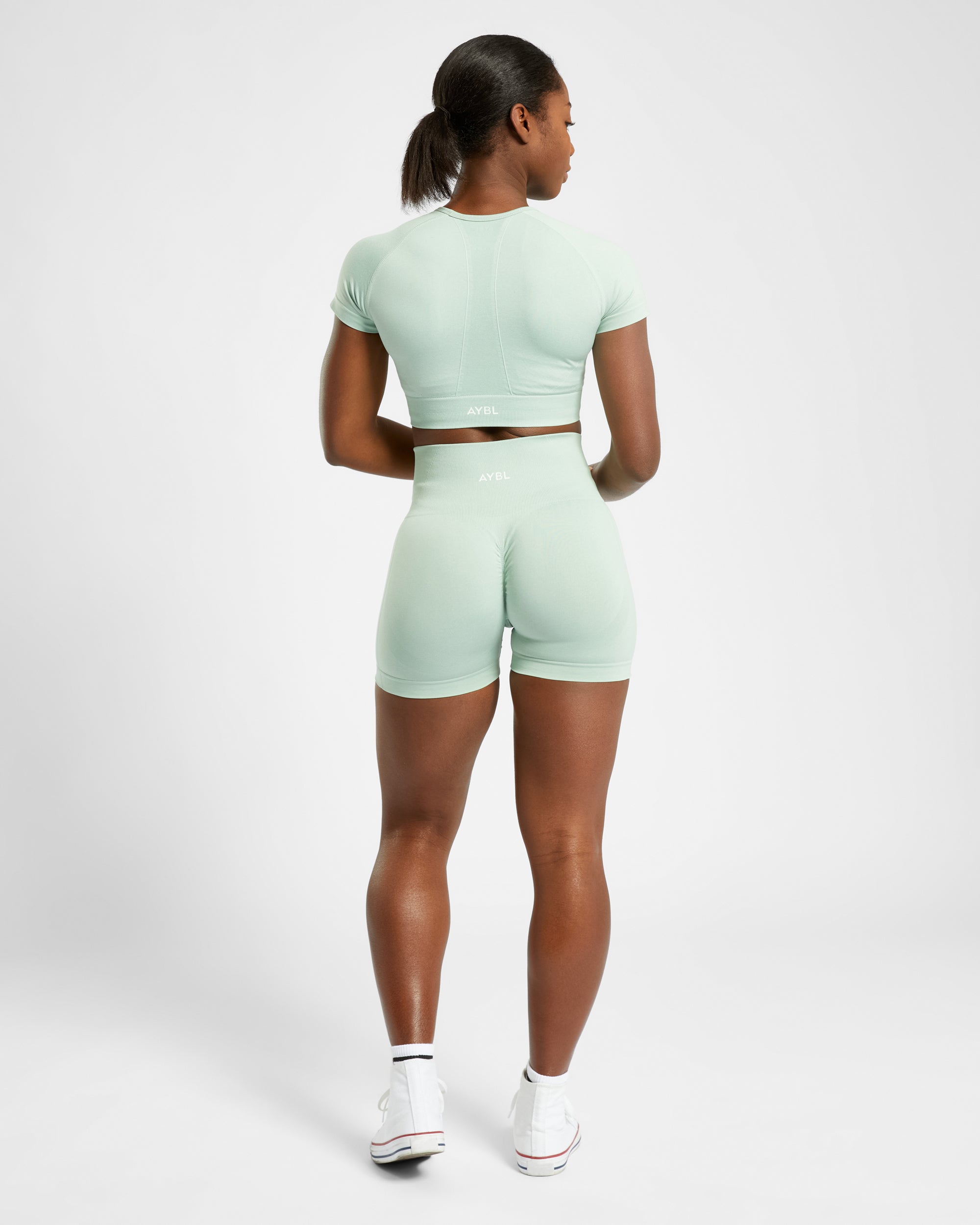 Haut court sans couture Empower - Vert printemps chiné