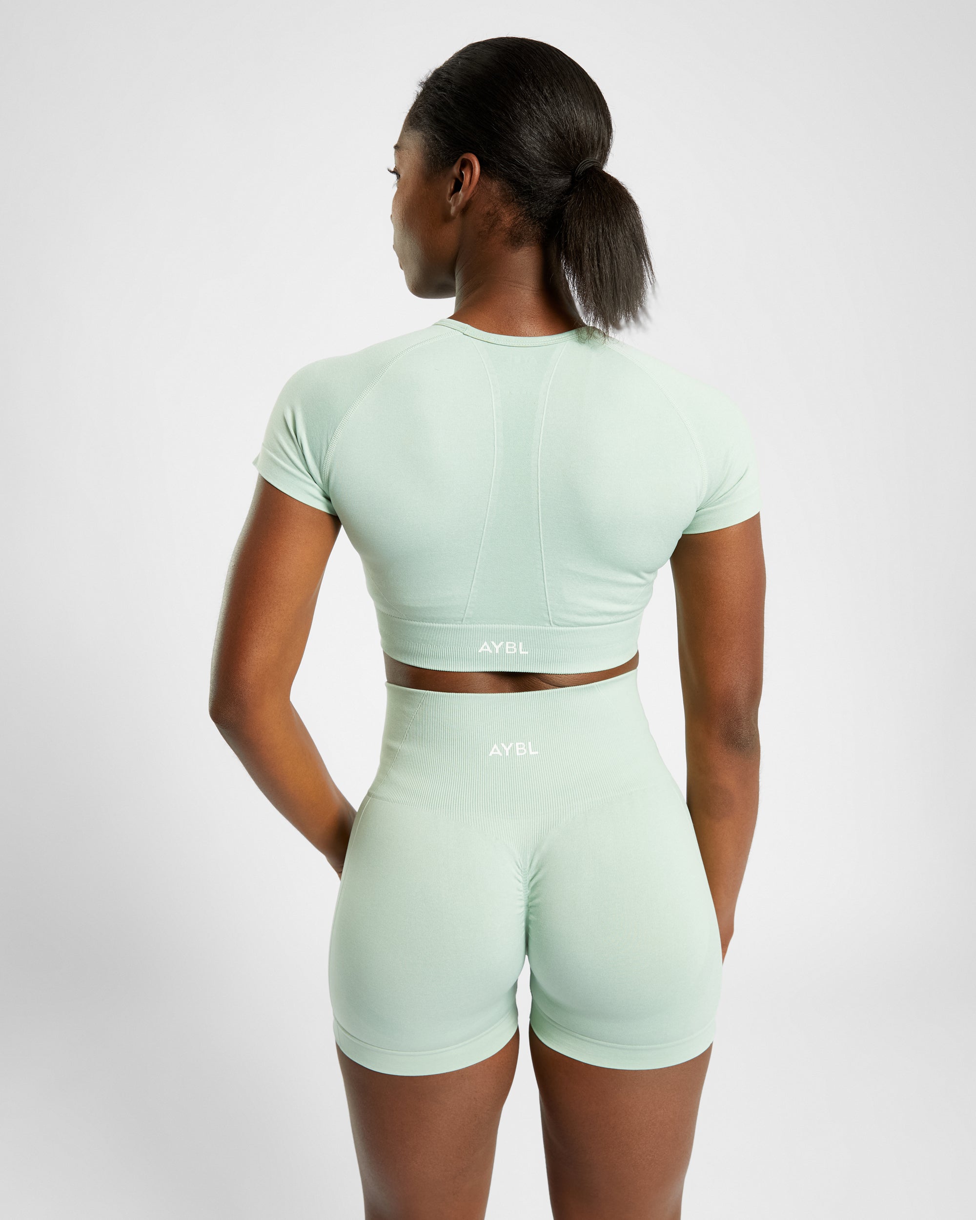 Haut court sans couture Empower - Vert printemps chiné