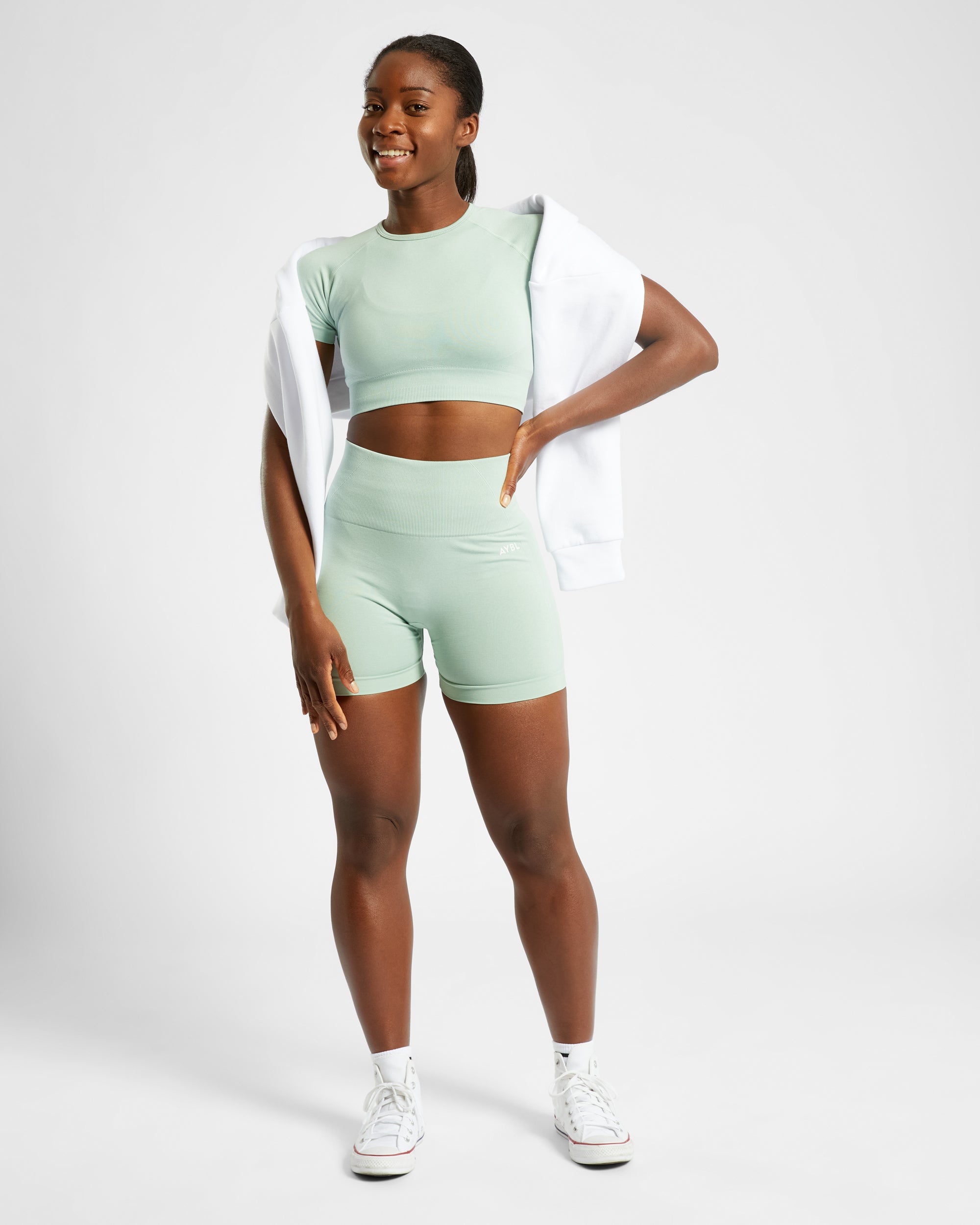 Haut court sans couture Empower - Vert printemps chiné