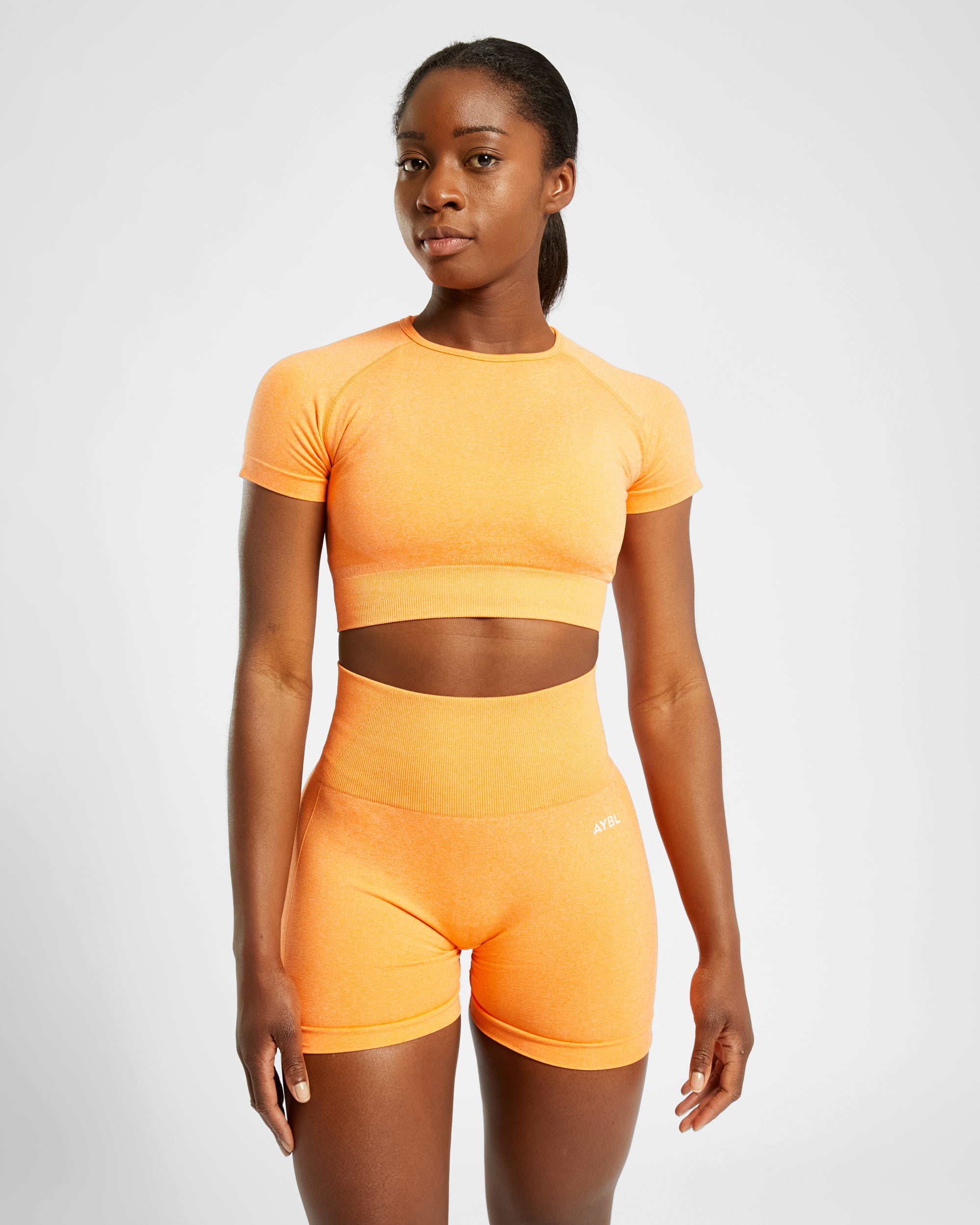 Haut court sans couture Empower - Orange chiné