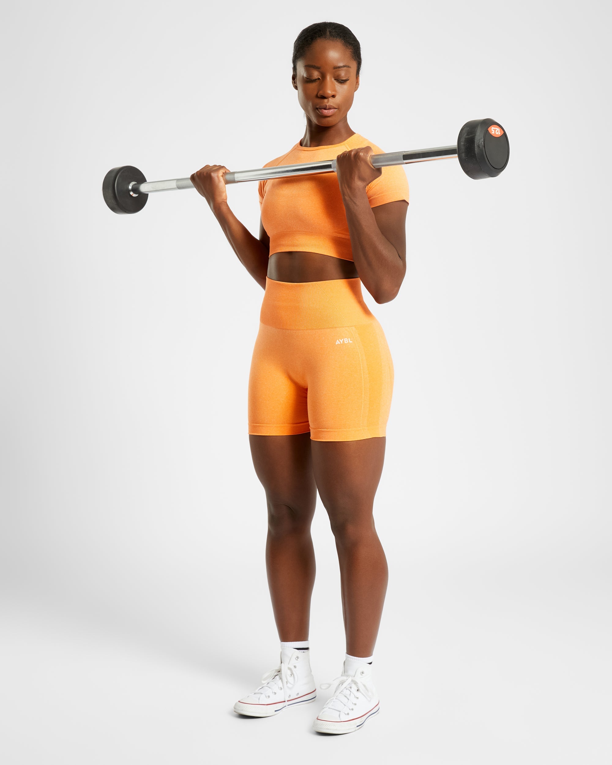 Empower Nahtloses Crop-Top – Orange meliert