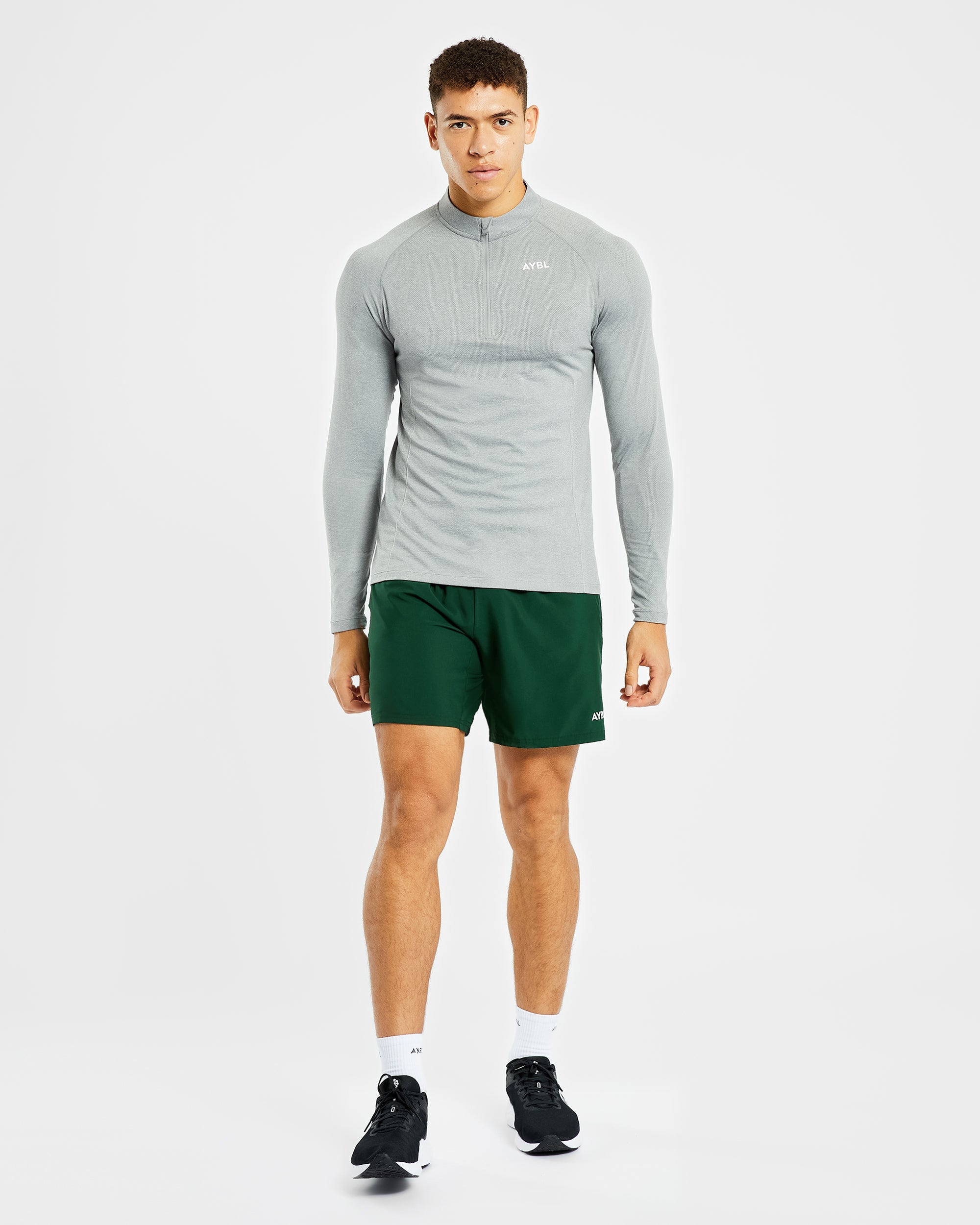 Essential Seamless 1/4 Zip Pullover – Grau meliert