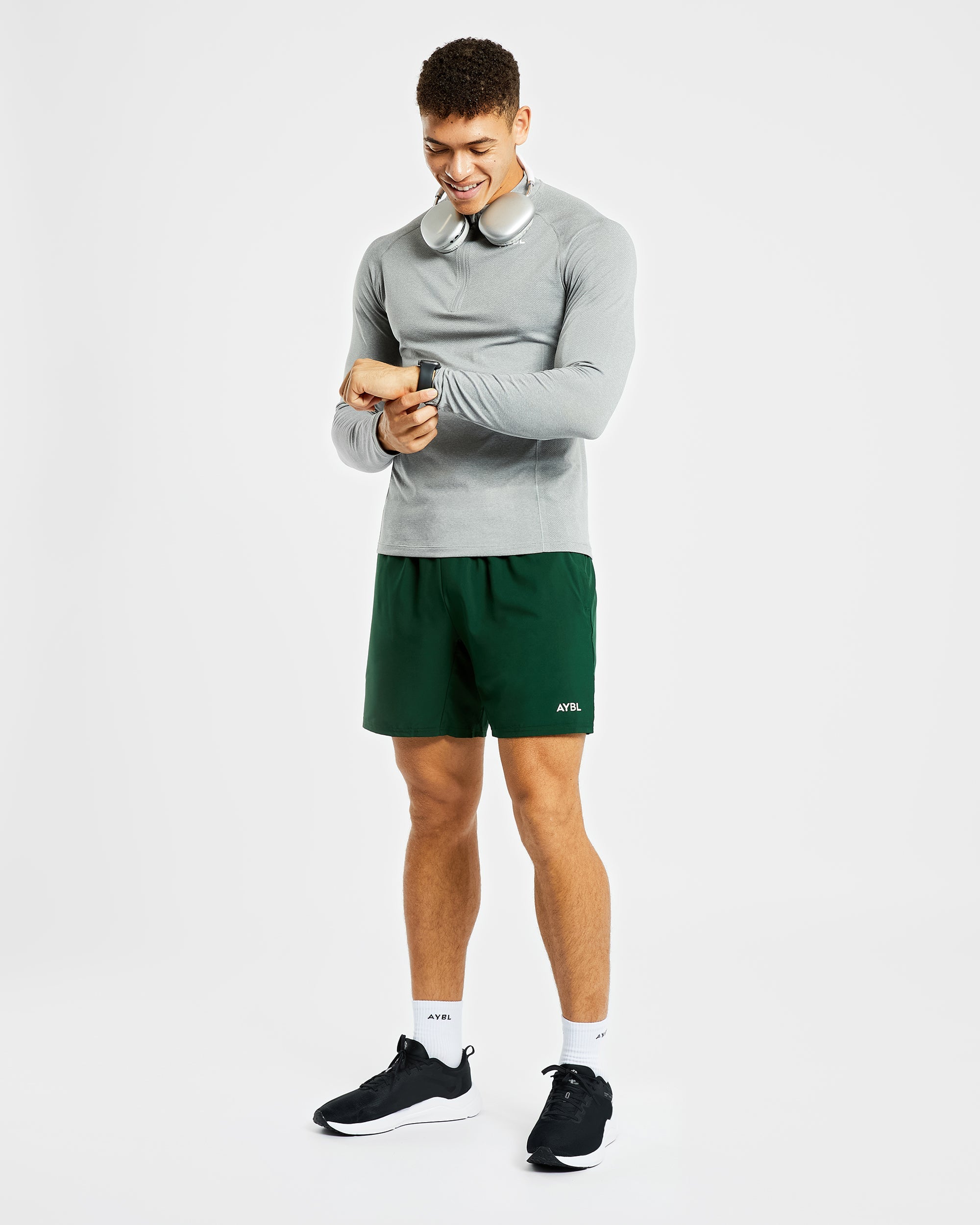 Essential Seamless 1/4 Zip Pullover – Grau meliert