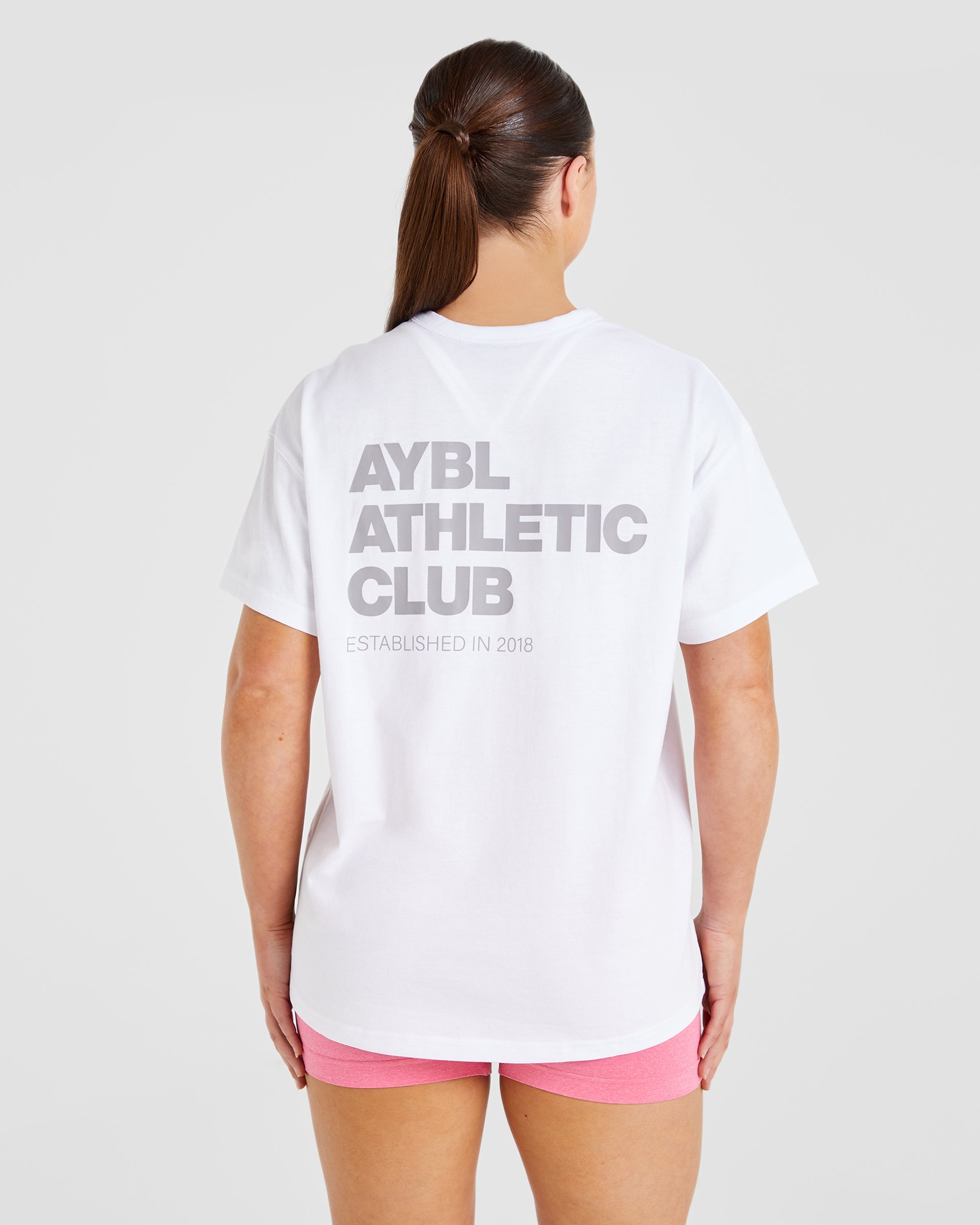 Athletics Club Oversized T Shirt - White/Grey