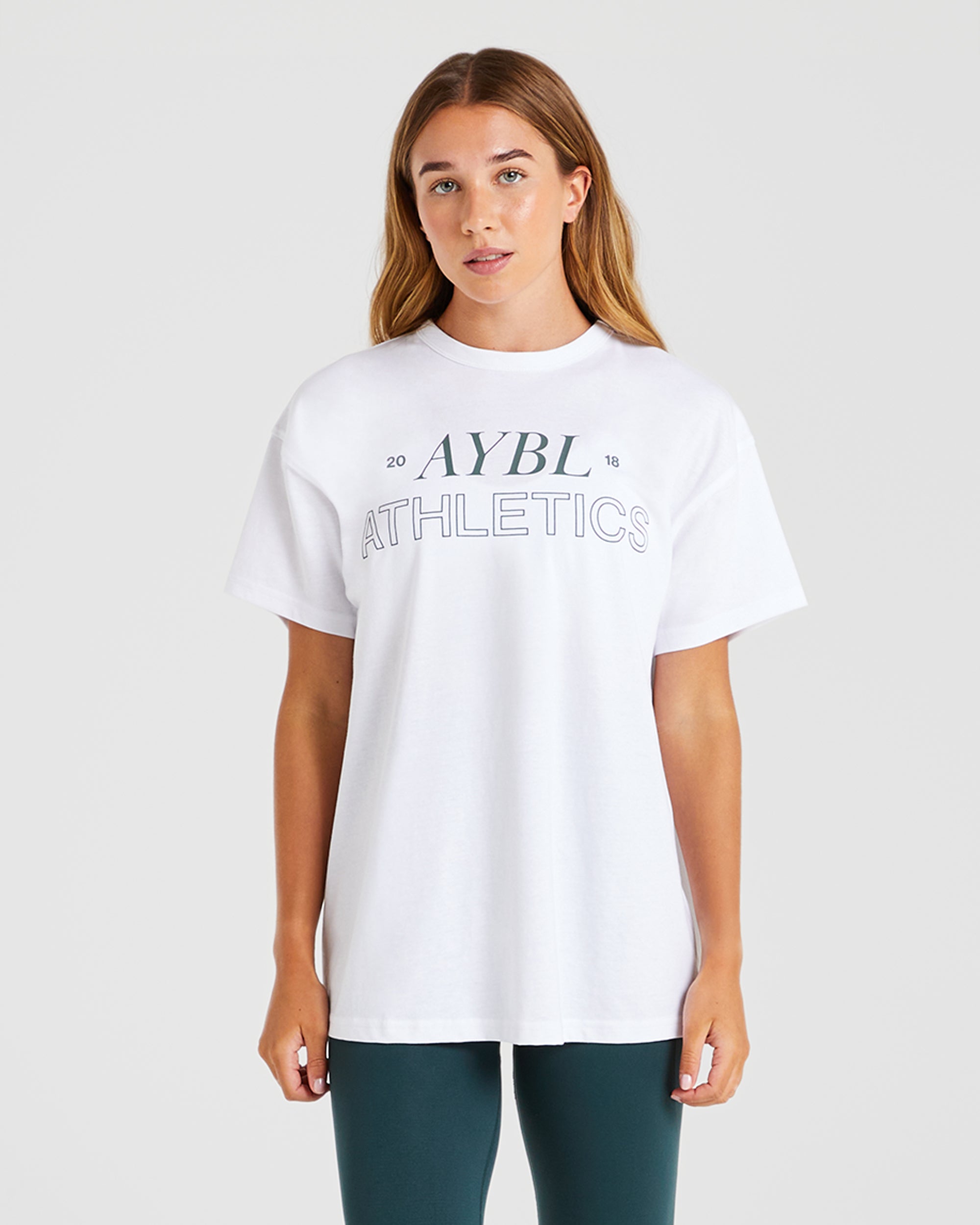 Athletics 18 Oversized T Shirt - White/Dark Green