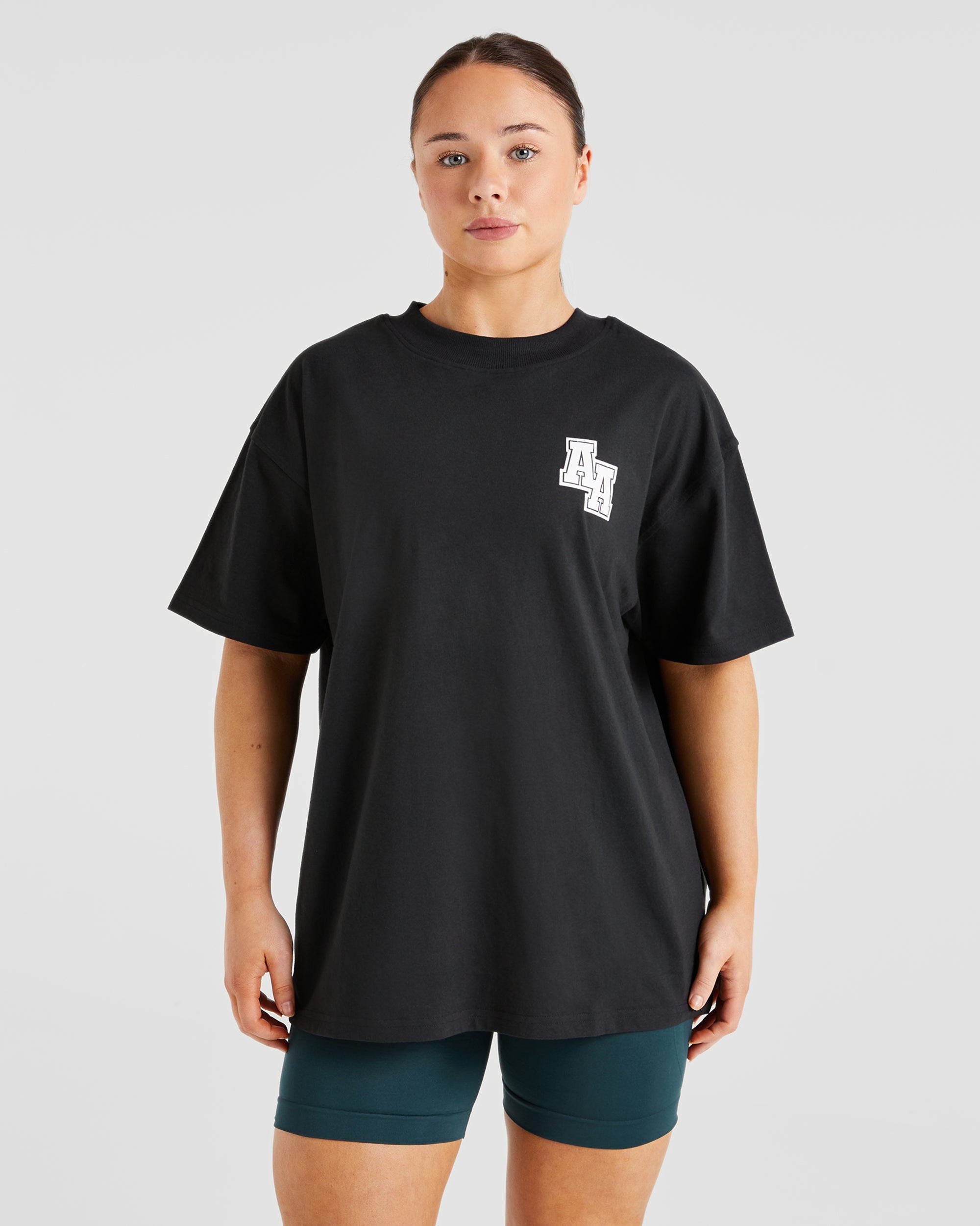 Athletics Slogan Oversized T Shirt - Black