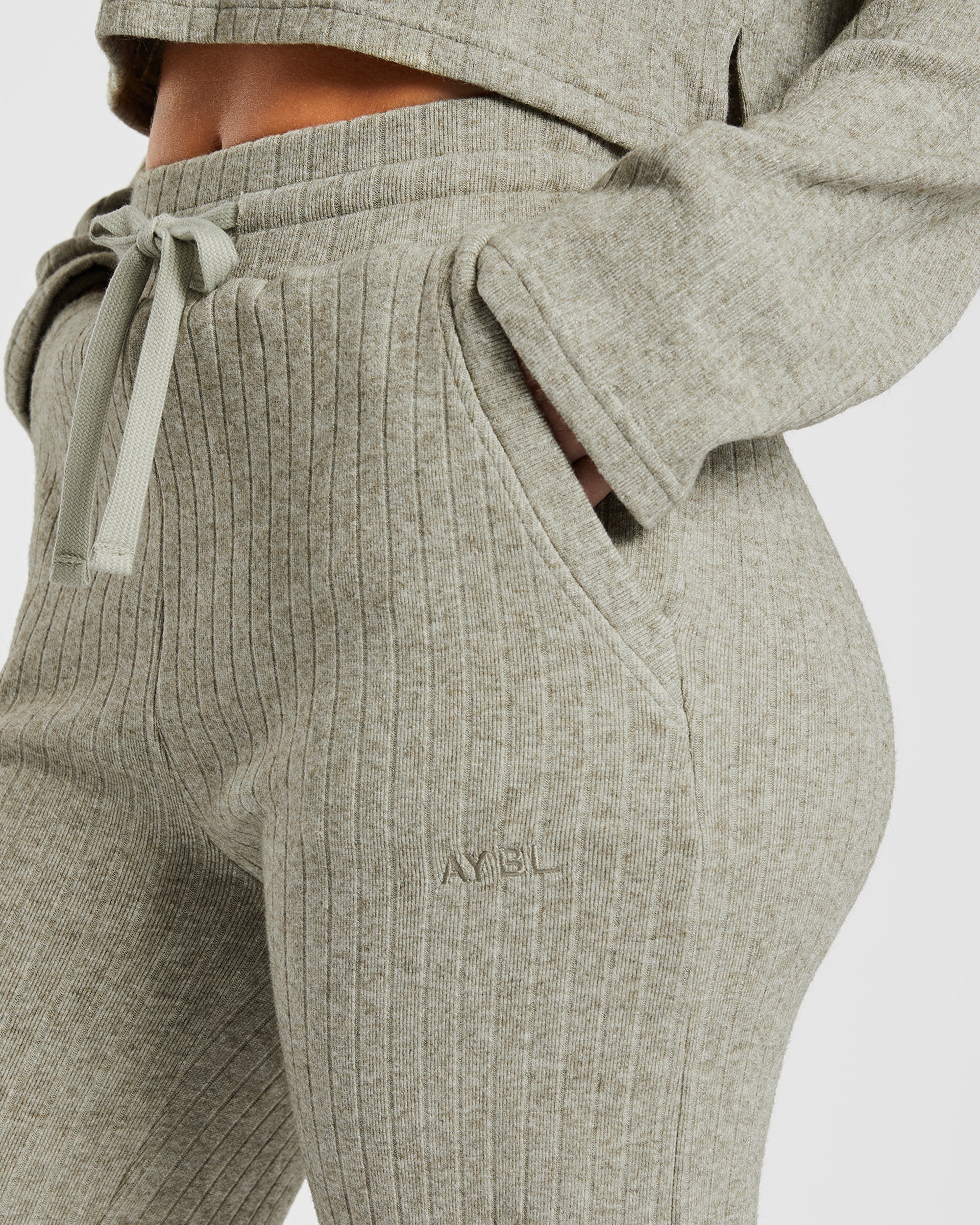 Unwind Knitted Joggers - Olive Marl