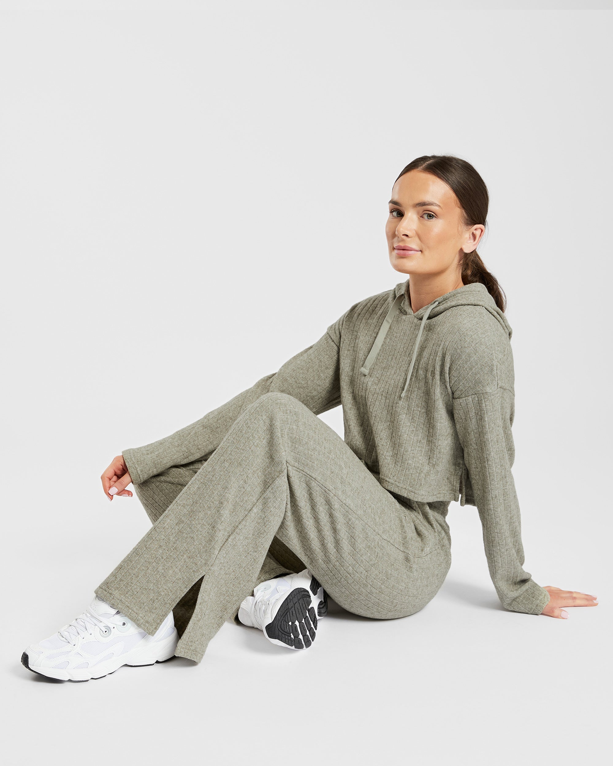 Unwind Knitted Joggers - Olive Marl