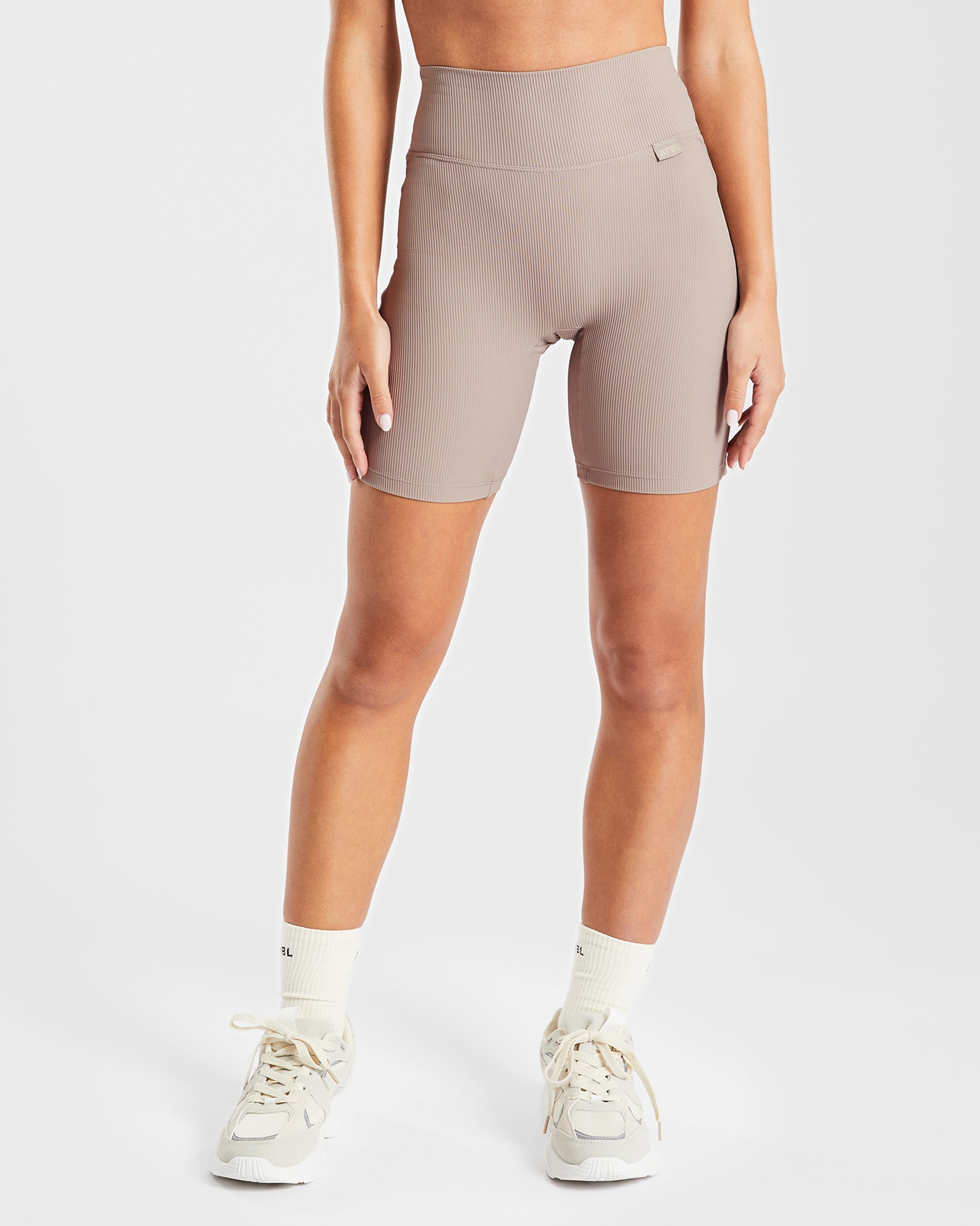 Gerippte Radlershorts Sculpt – Taupe