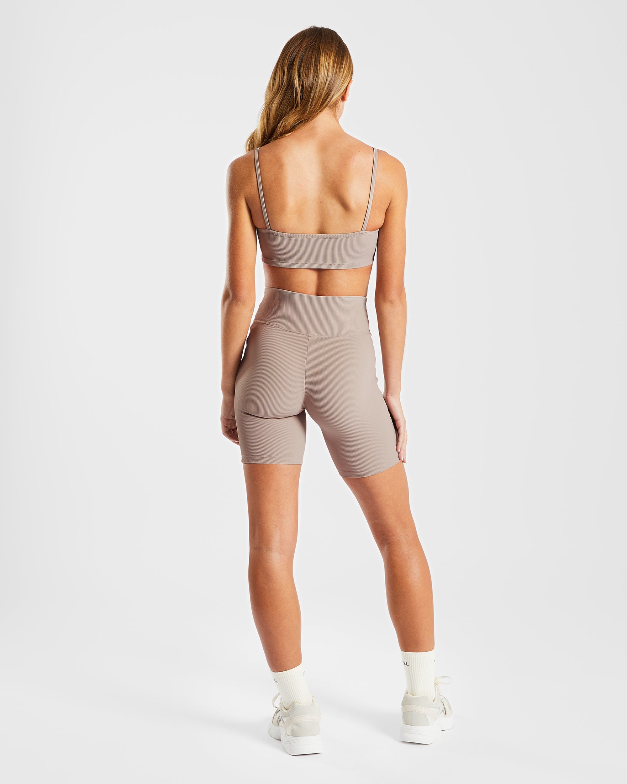 Sculpt Ribbed Cycling Shorts - Taupe