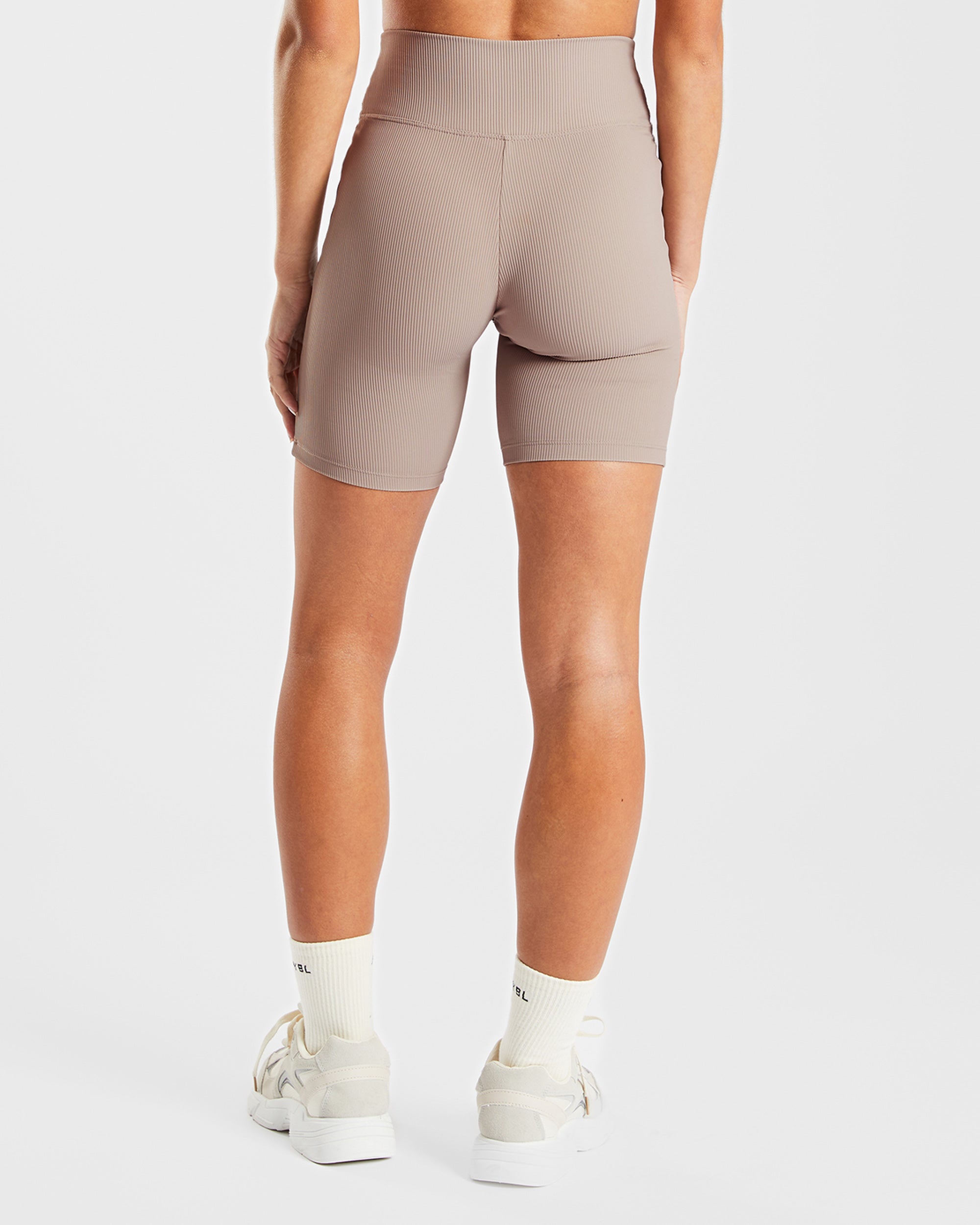 Gerippte Radlershorts Sculpt – Taupe