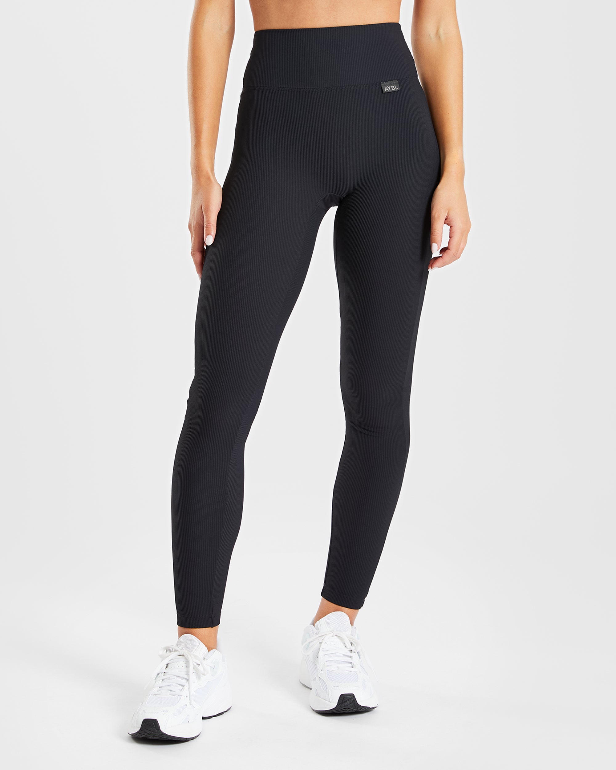 Gerippte Sculpt-Leggings – Schwarz