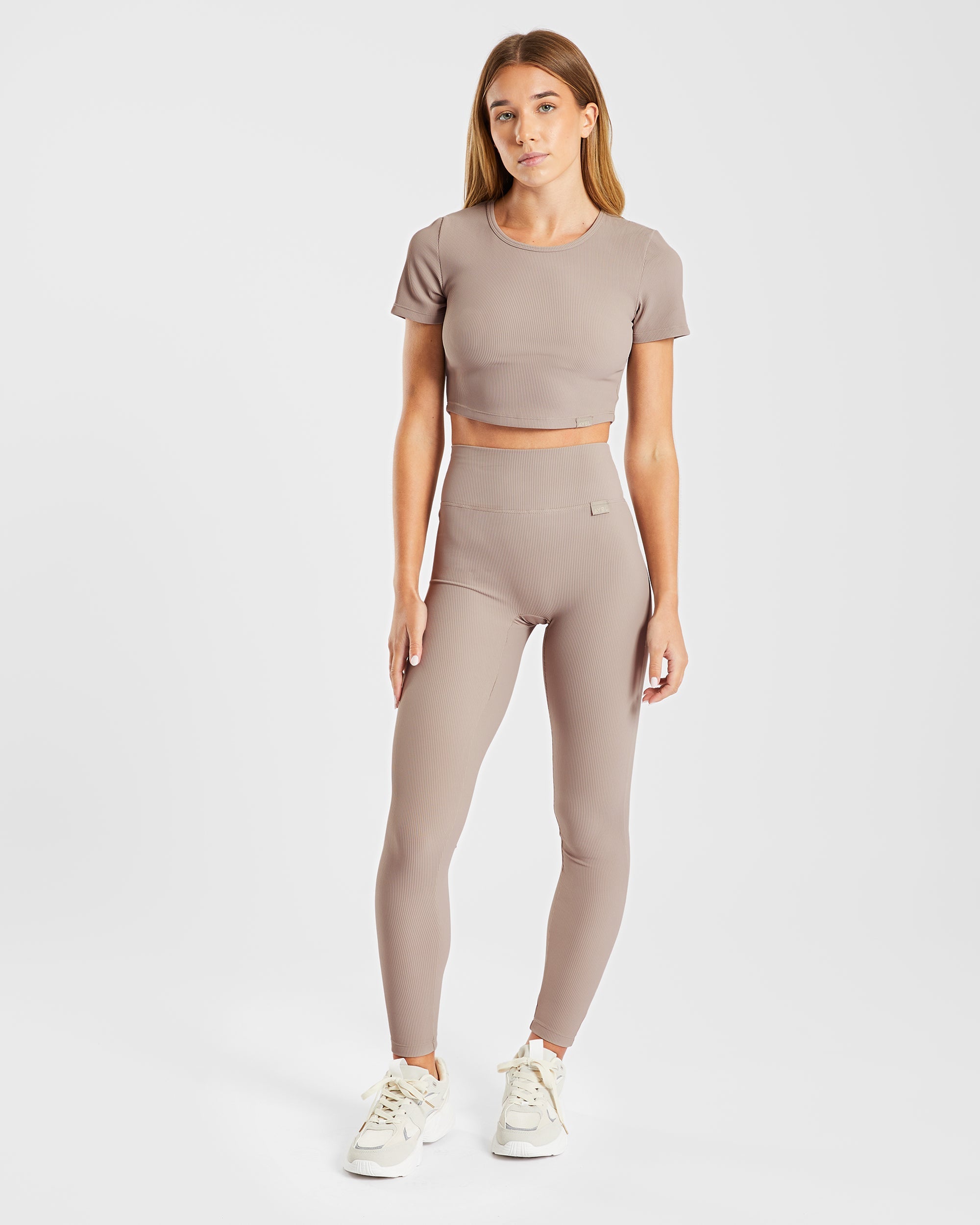 Sculpt Ribbed Leggings - Taupe