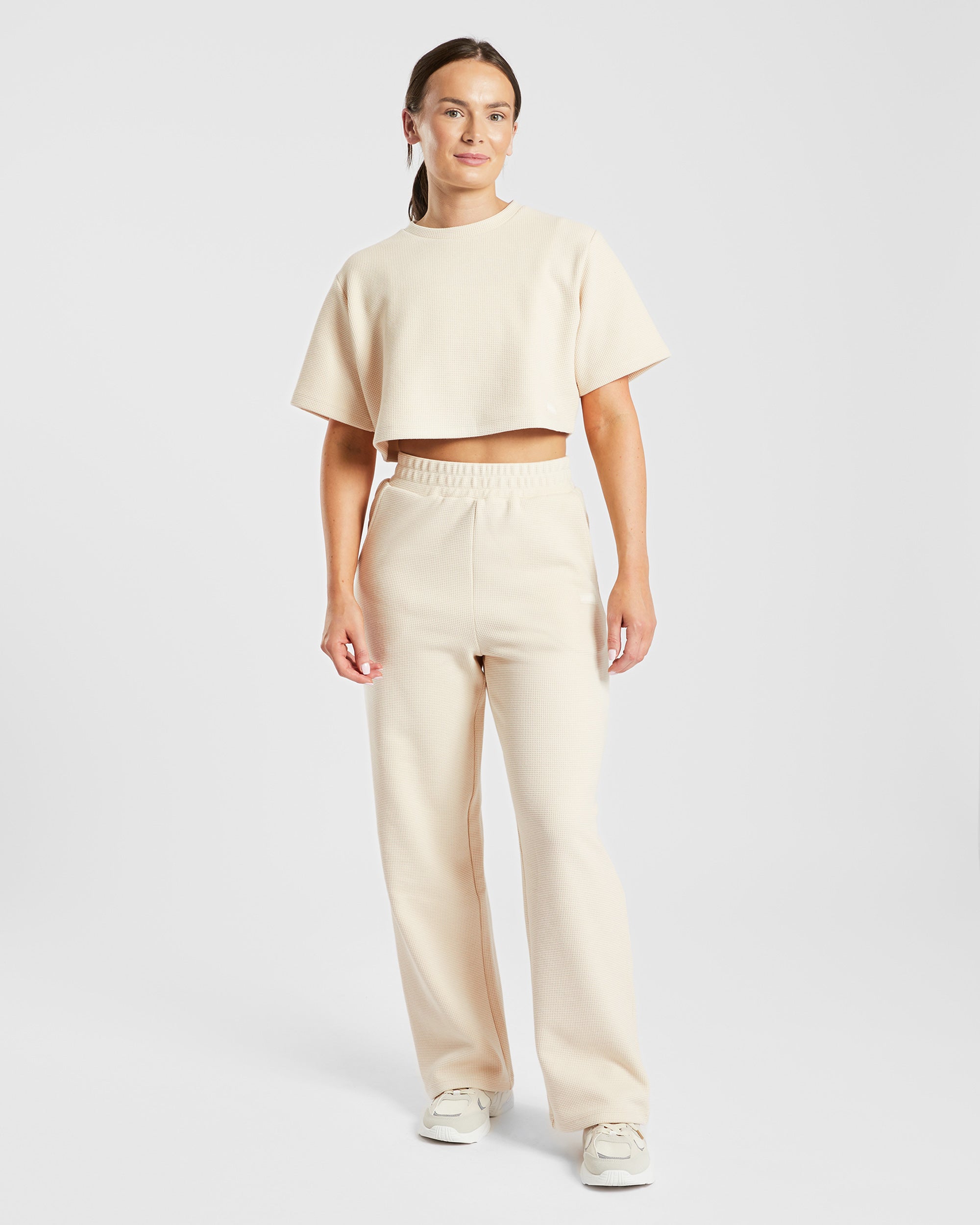 Pantalon de jogging droit gaufré - Beige