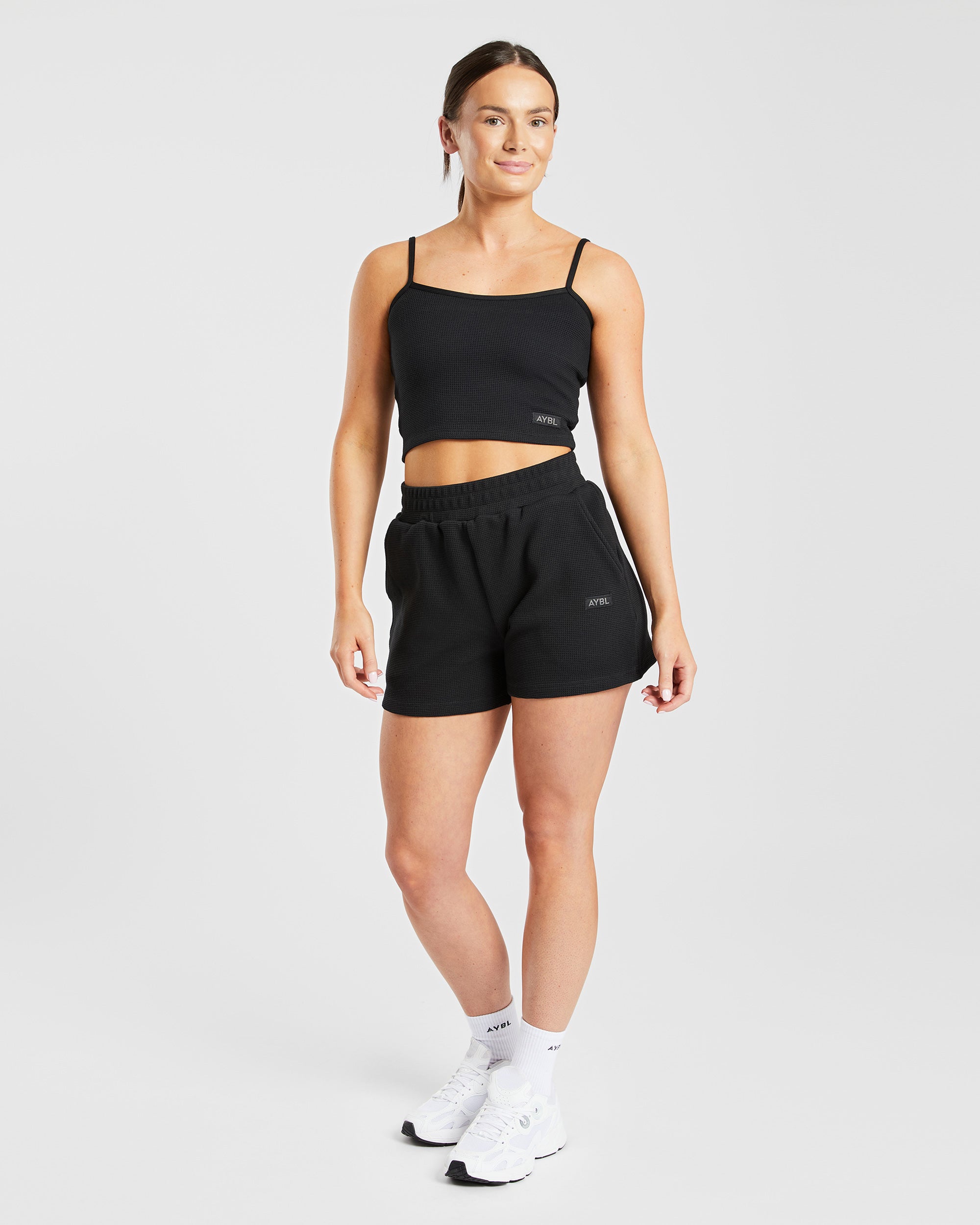 Shorts mit Waffelmuster – Schwarz