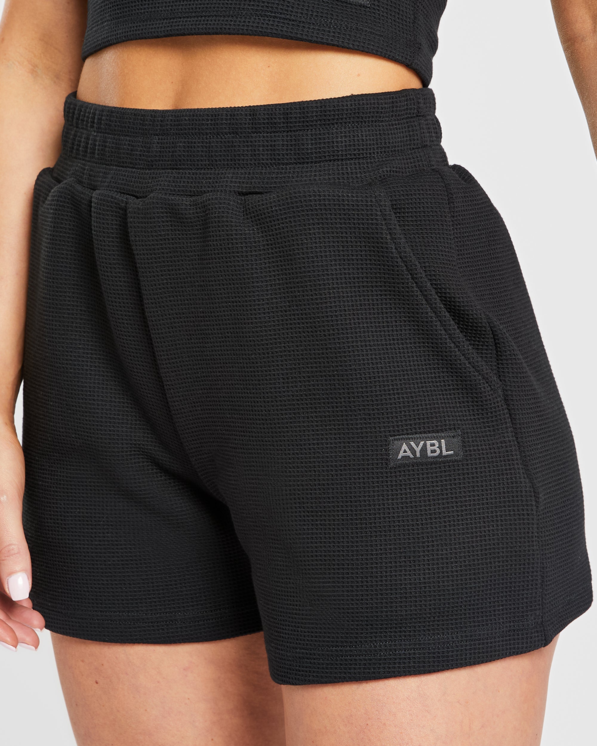 Shorts mit Waffelmuster – Schwarz