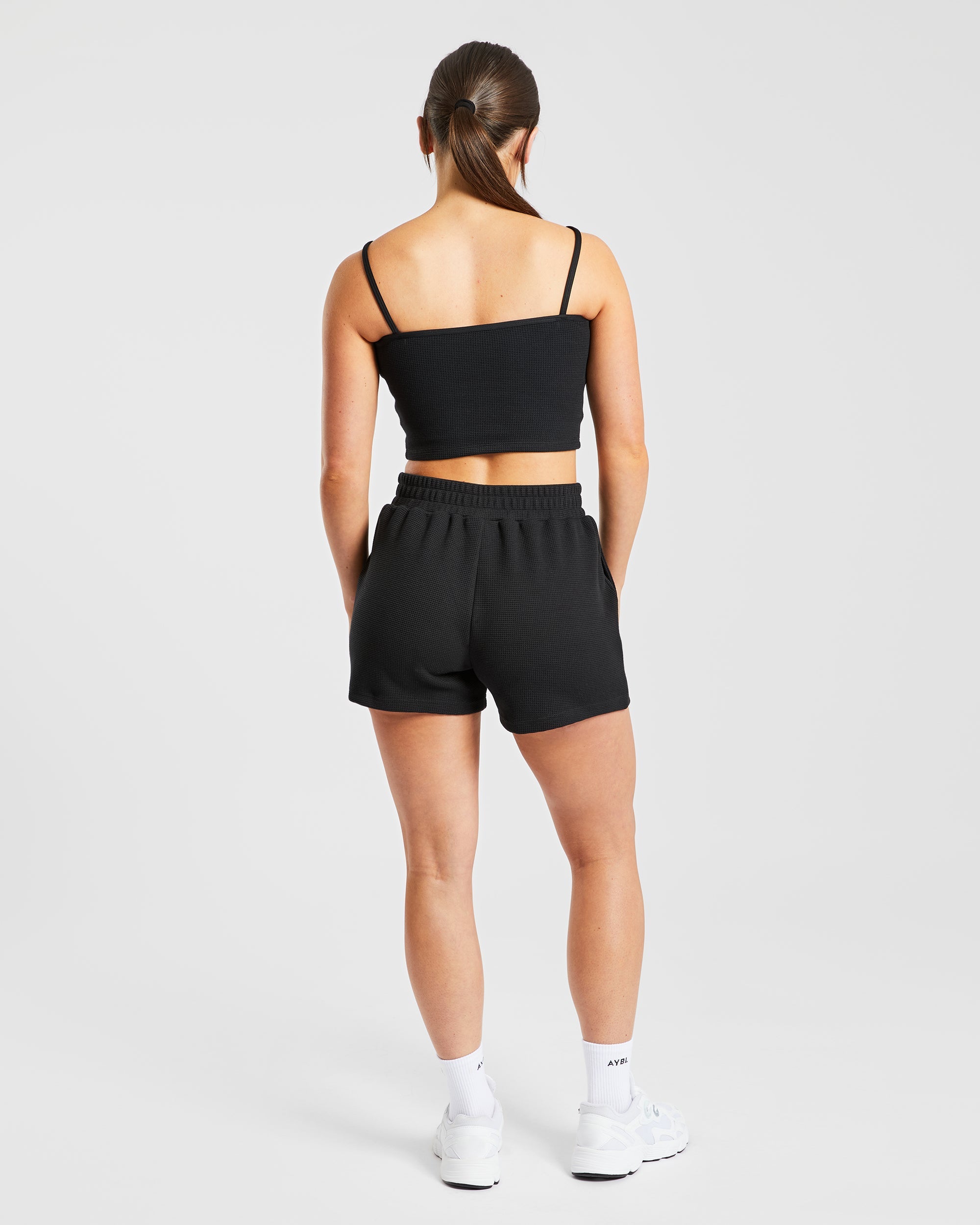 Shorts mit Waffelmuster – Schwarz