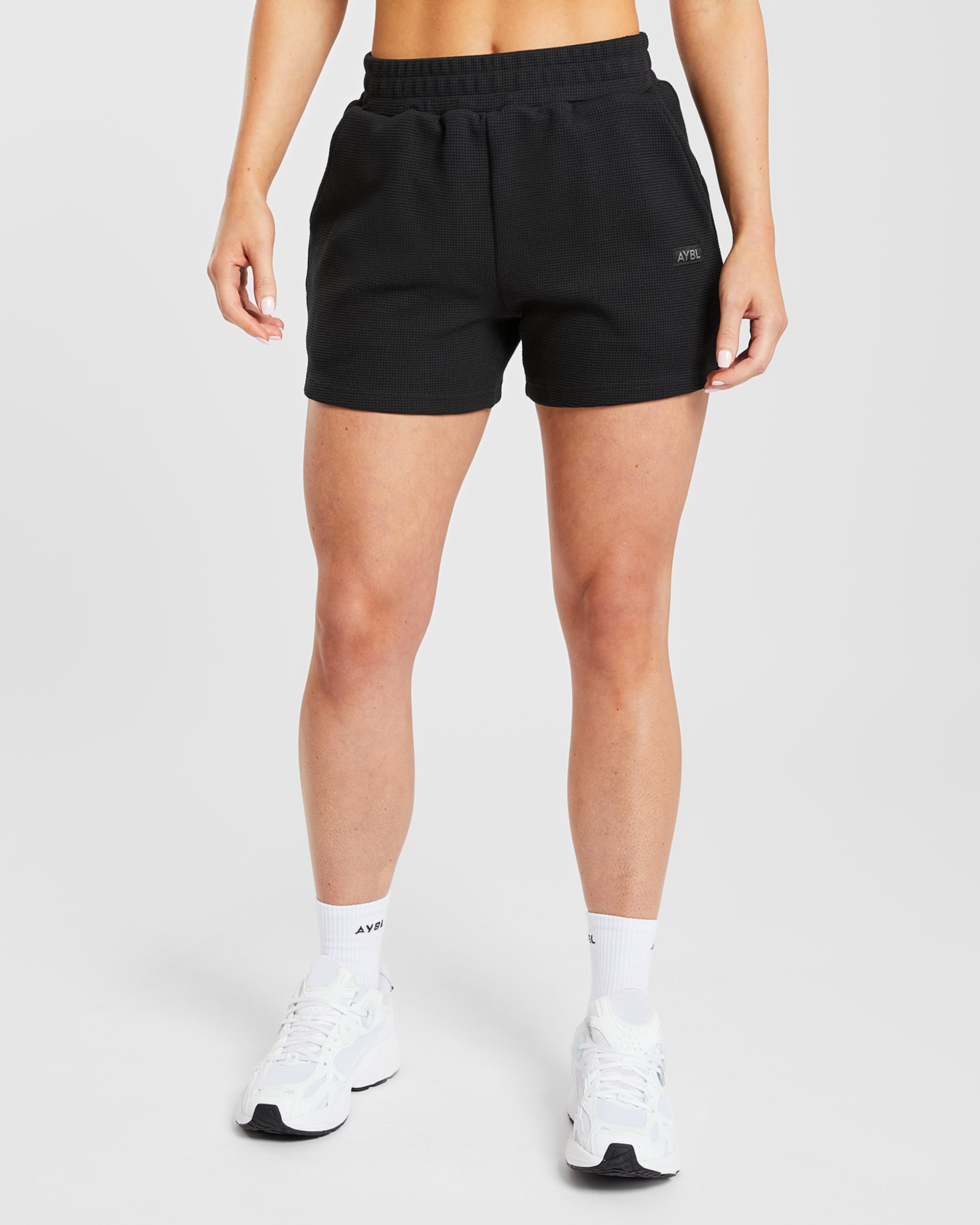 Shorts mit Waffelmuster – Schwarz