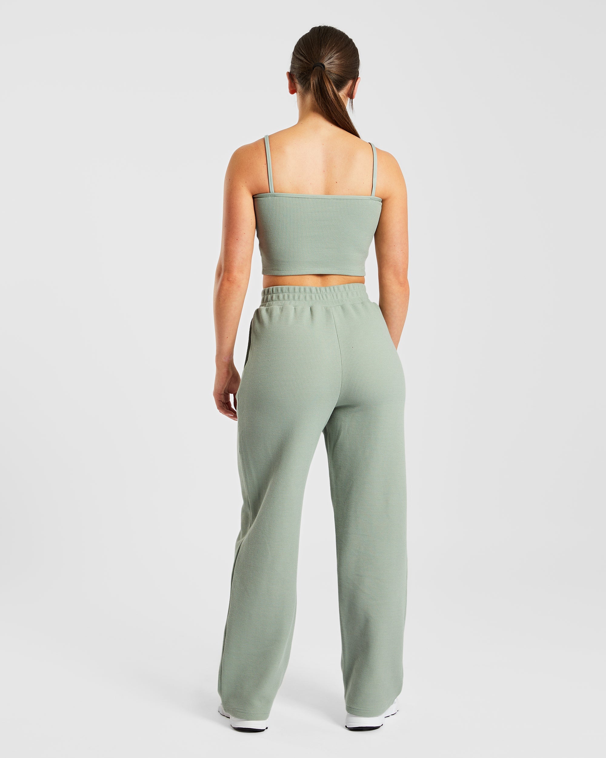 Waffle Crop Vest - Sage Green
