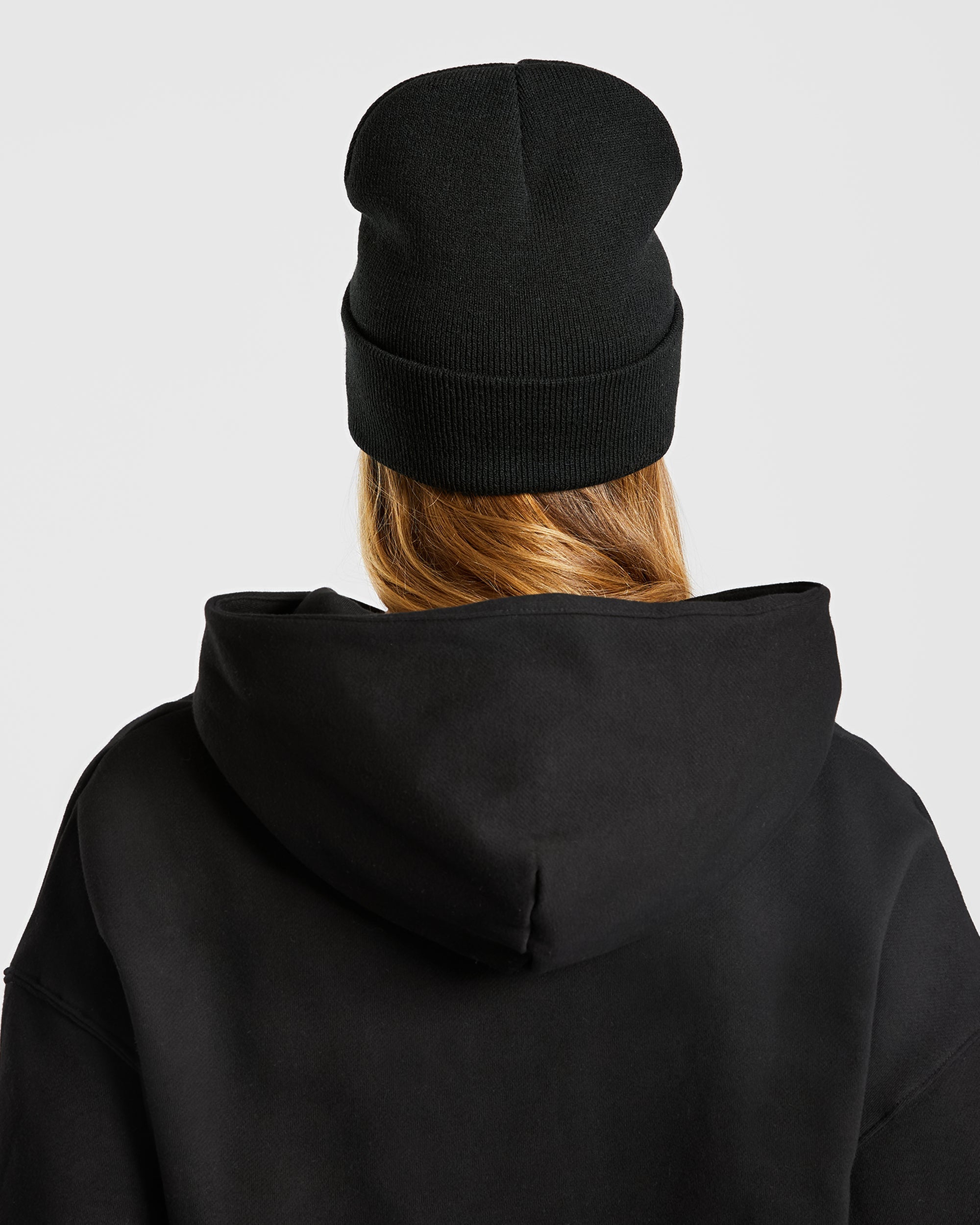 Bestickte Beanie-Mütze – Schwarz