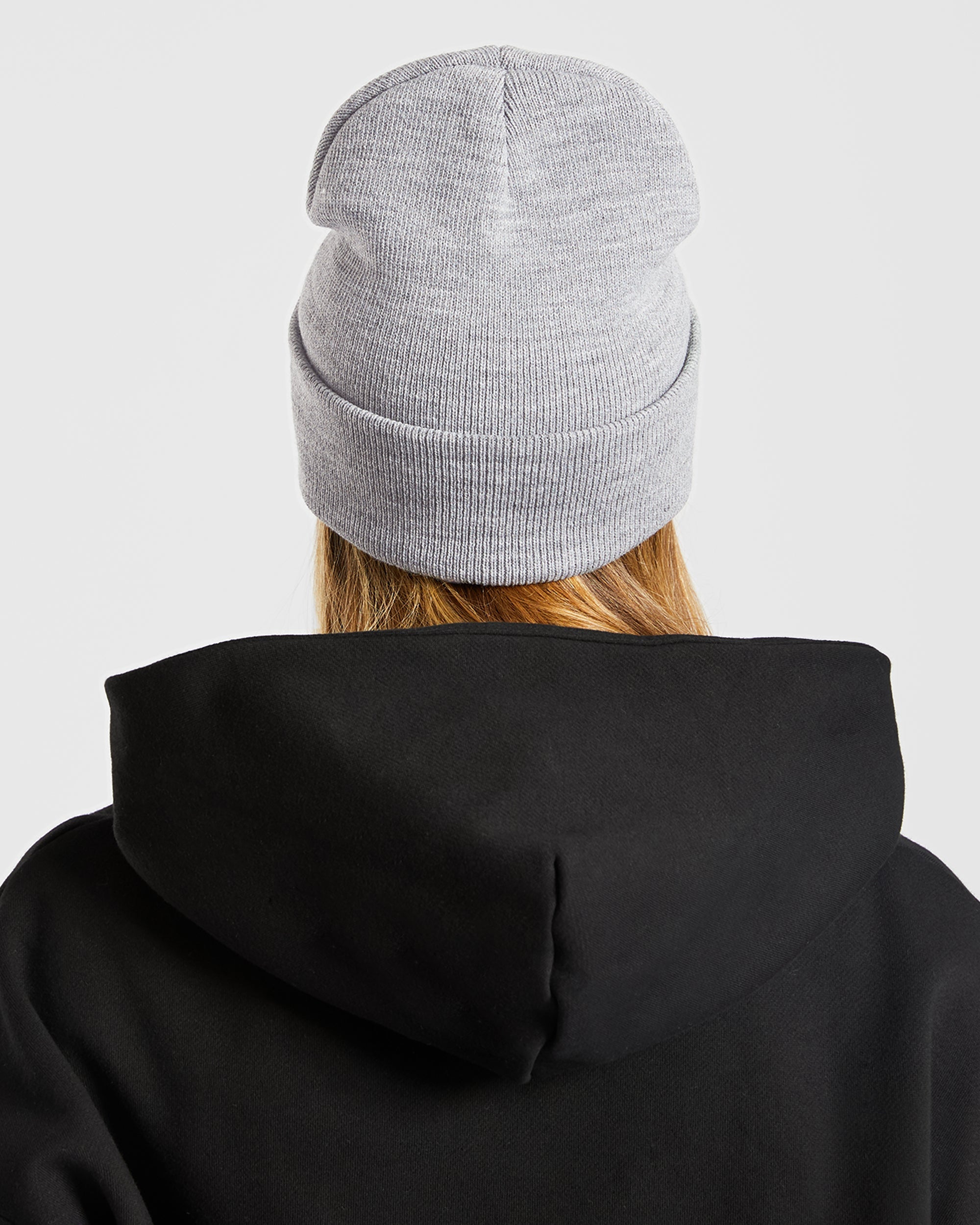 Bestickte Beanie-Mütze – Grau meliert