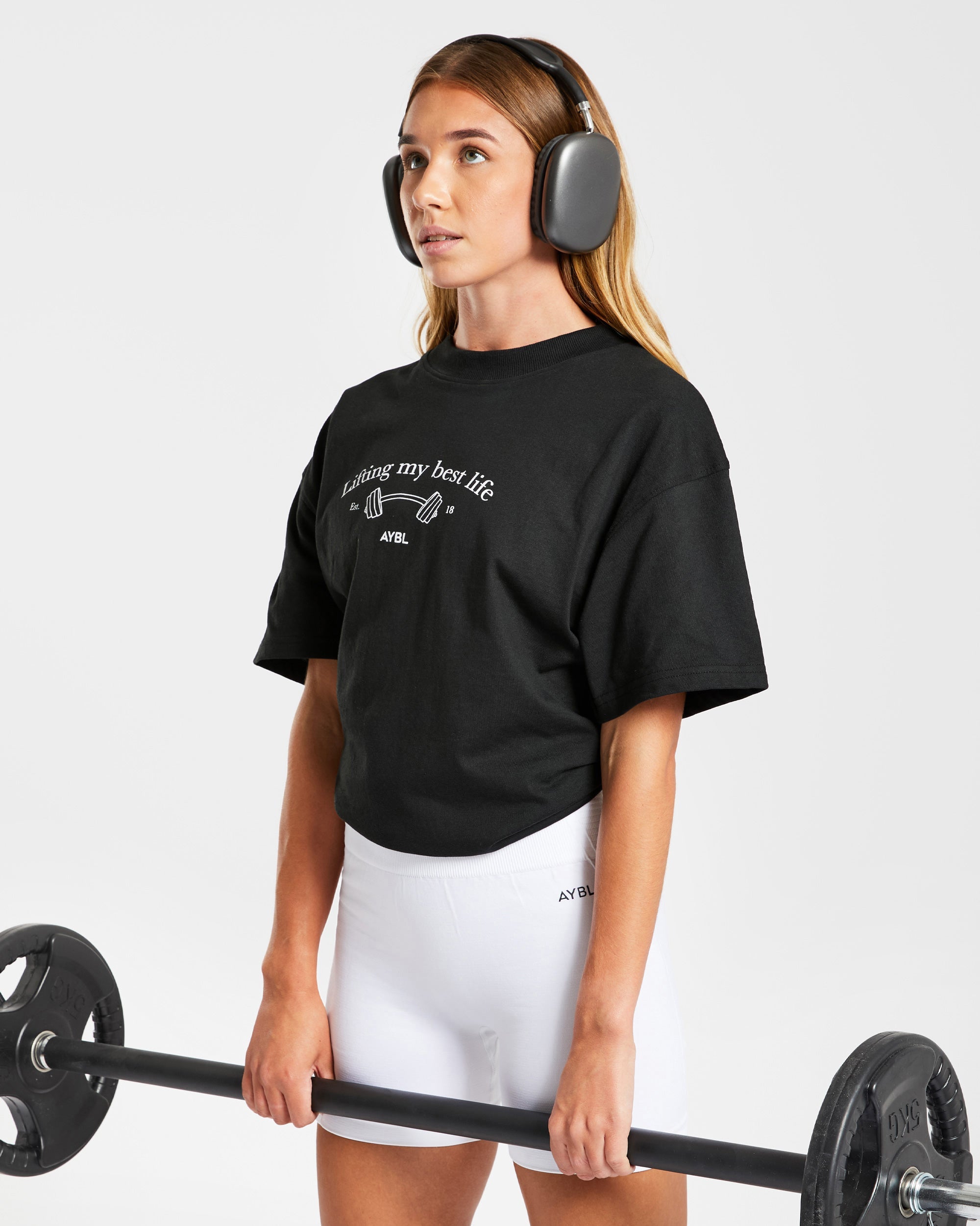 Lifting My Best Life Oversized T Shirt - Black