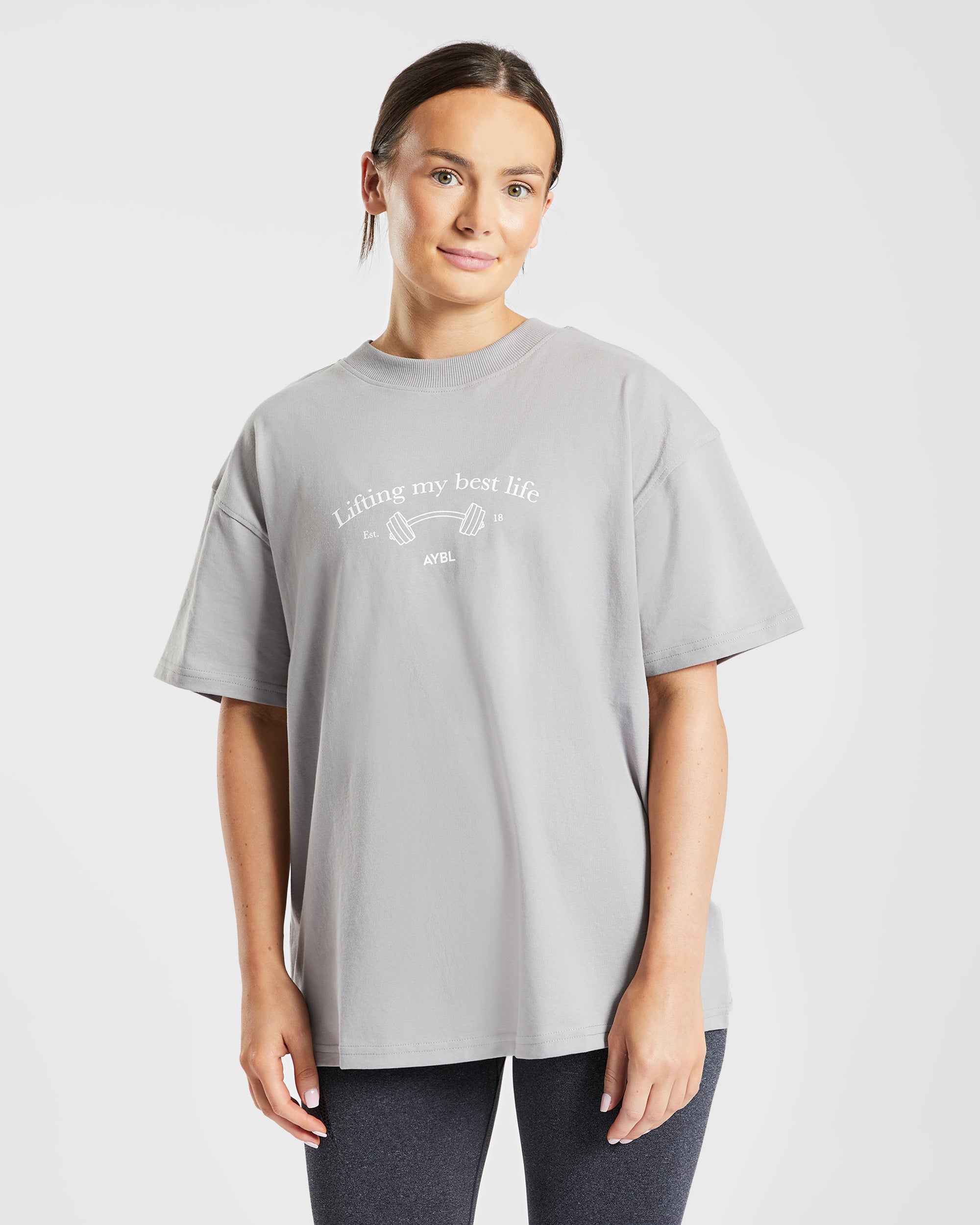 T shirt surdimensionné Lifting My Best Life - Gris