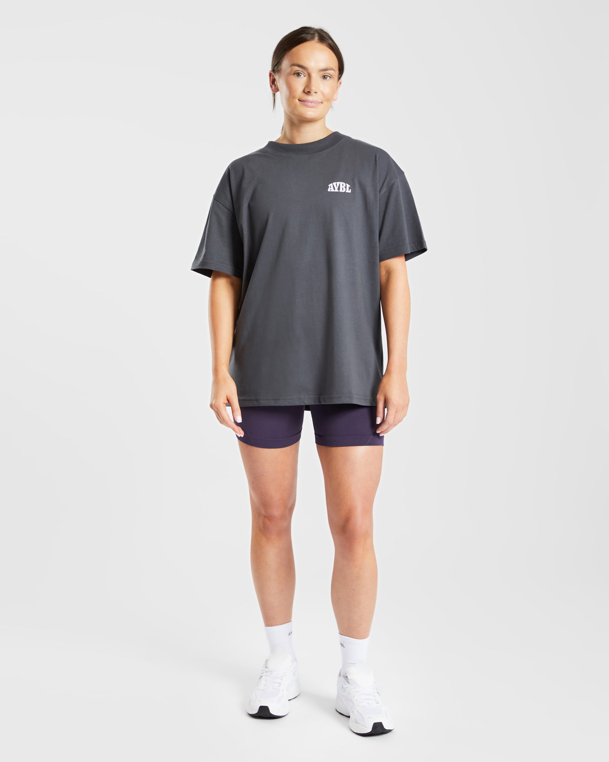 Mind Over Matter Oversized T Shirt - Charcoal/Lilac