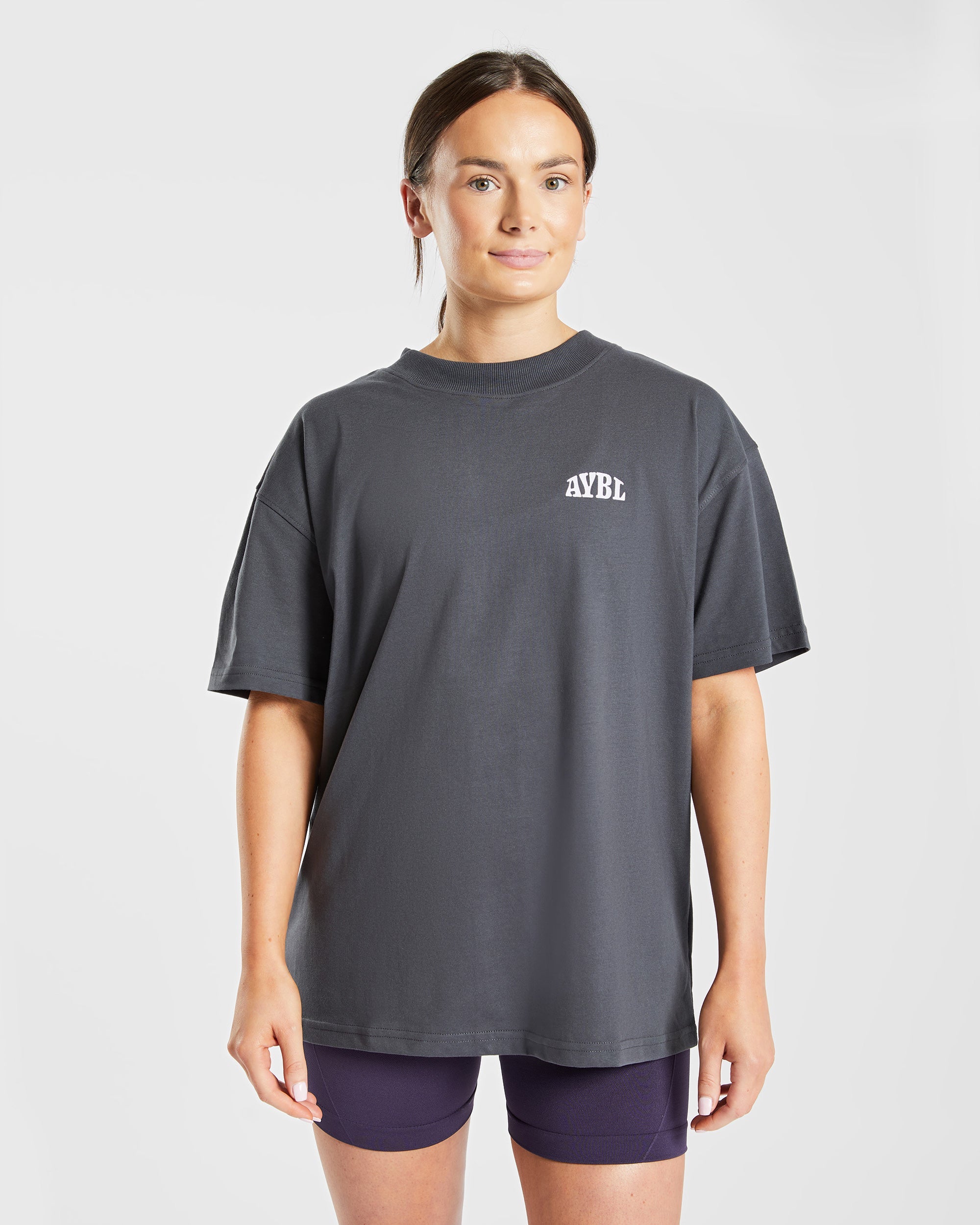 Mind Over Matter Oversized T Shirt - Charcoal/Lilac