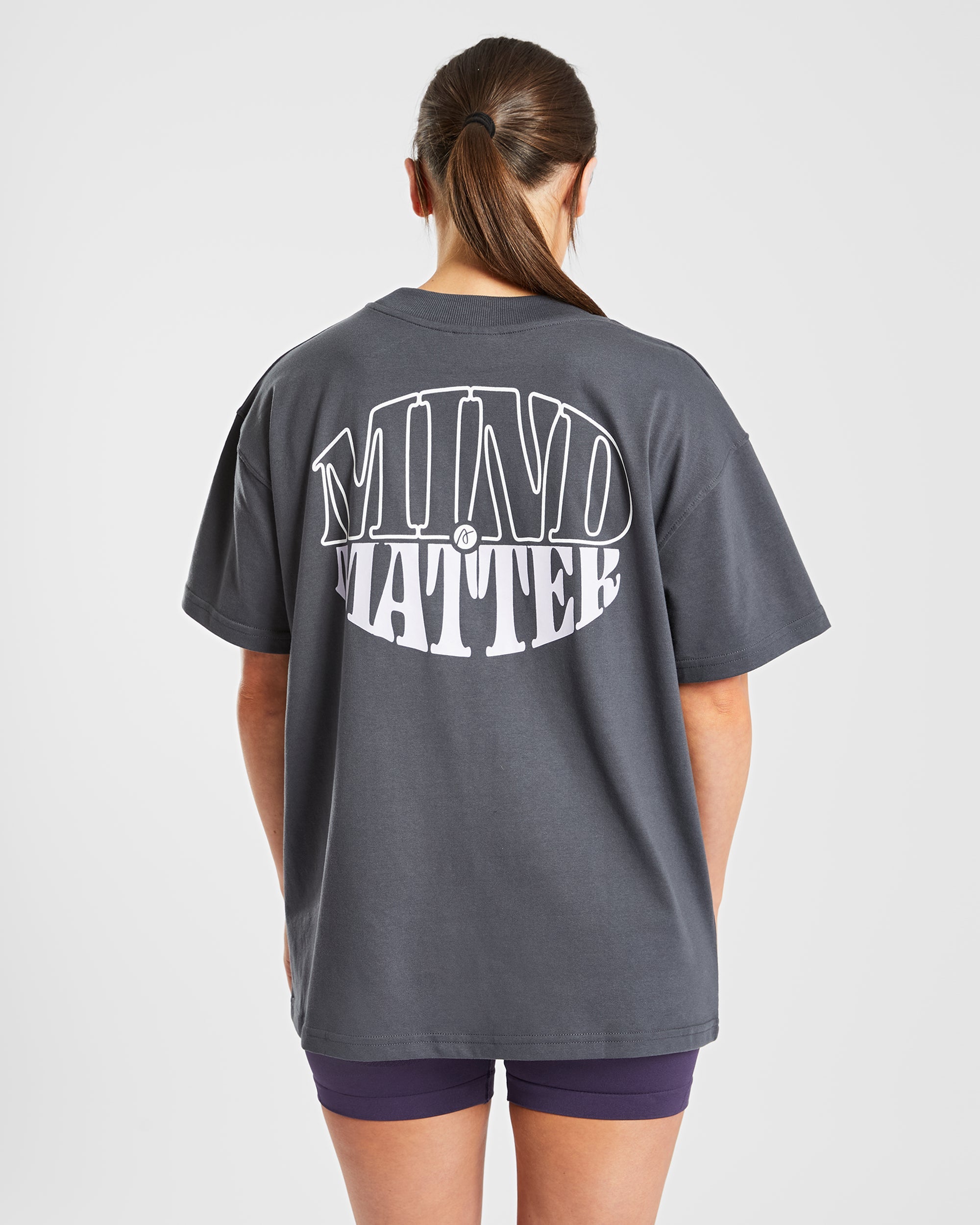 Mind Over Matter Übergroßes T-Shirt – Anthrazit/Flieder