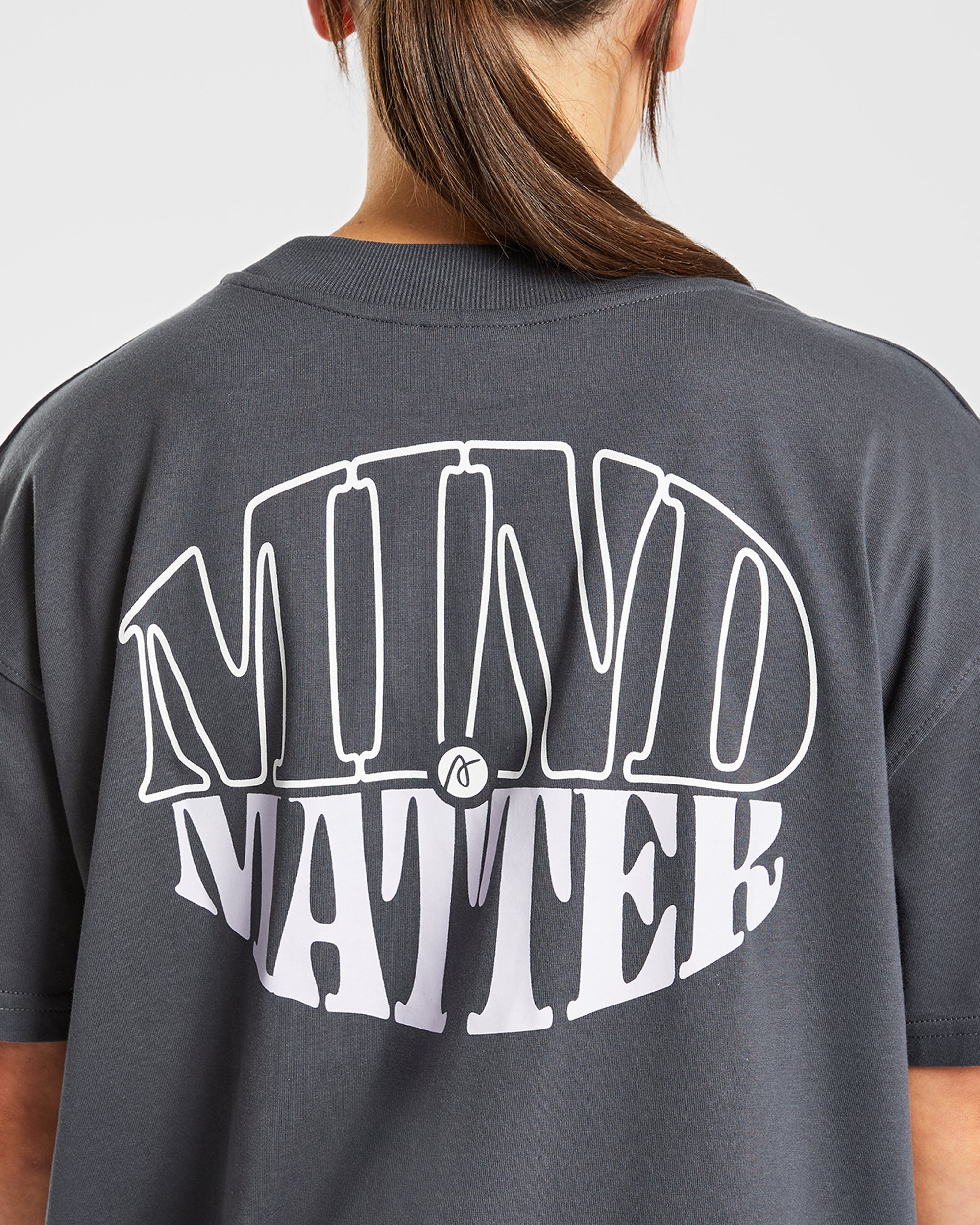 Mind Over Matter Übergroßes T-Shirt – Anthrazit/Flieder