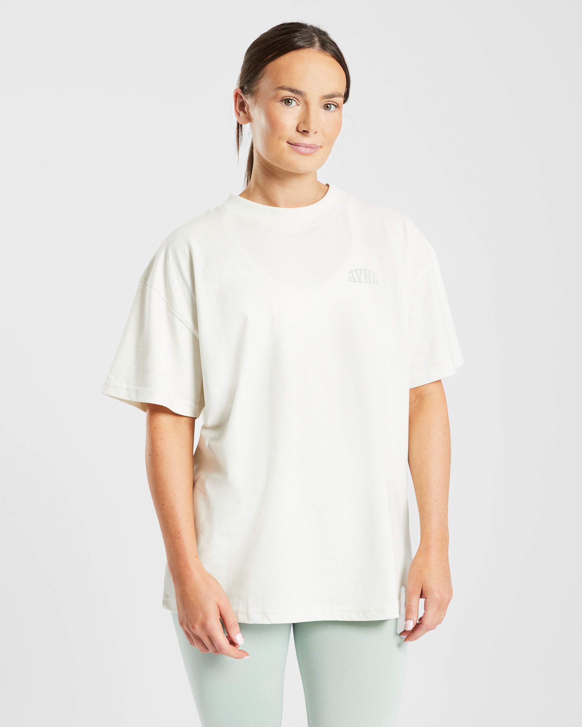 Mind Over Matter Übergroßes T-Shirt – Beige/Grün