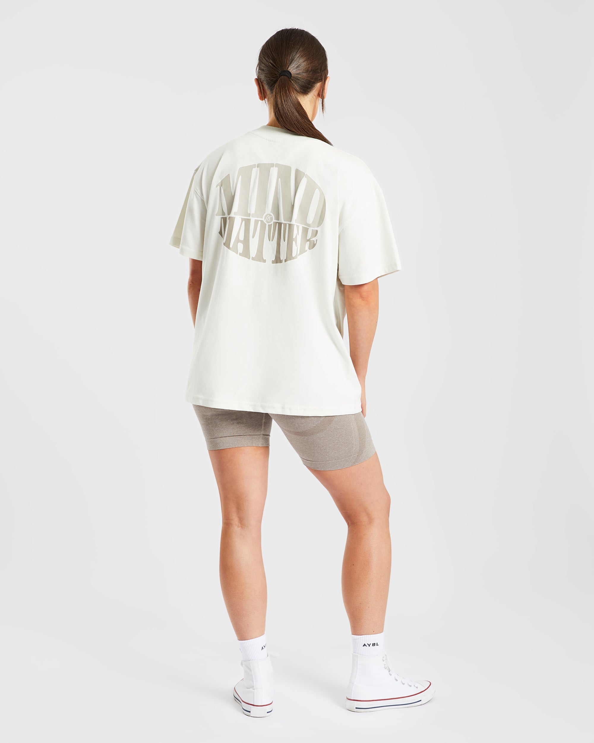 Mind Over Matter Übergroßes T-Shirt – Beige/Braun