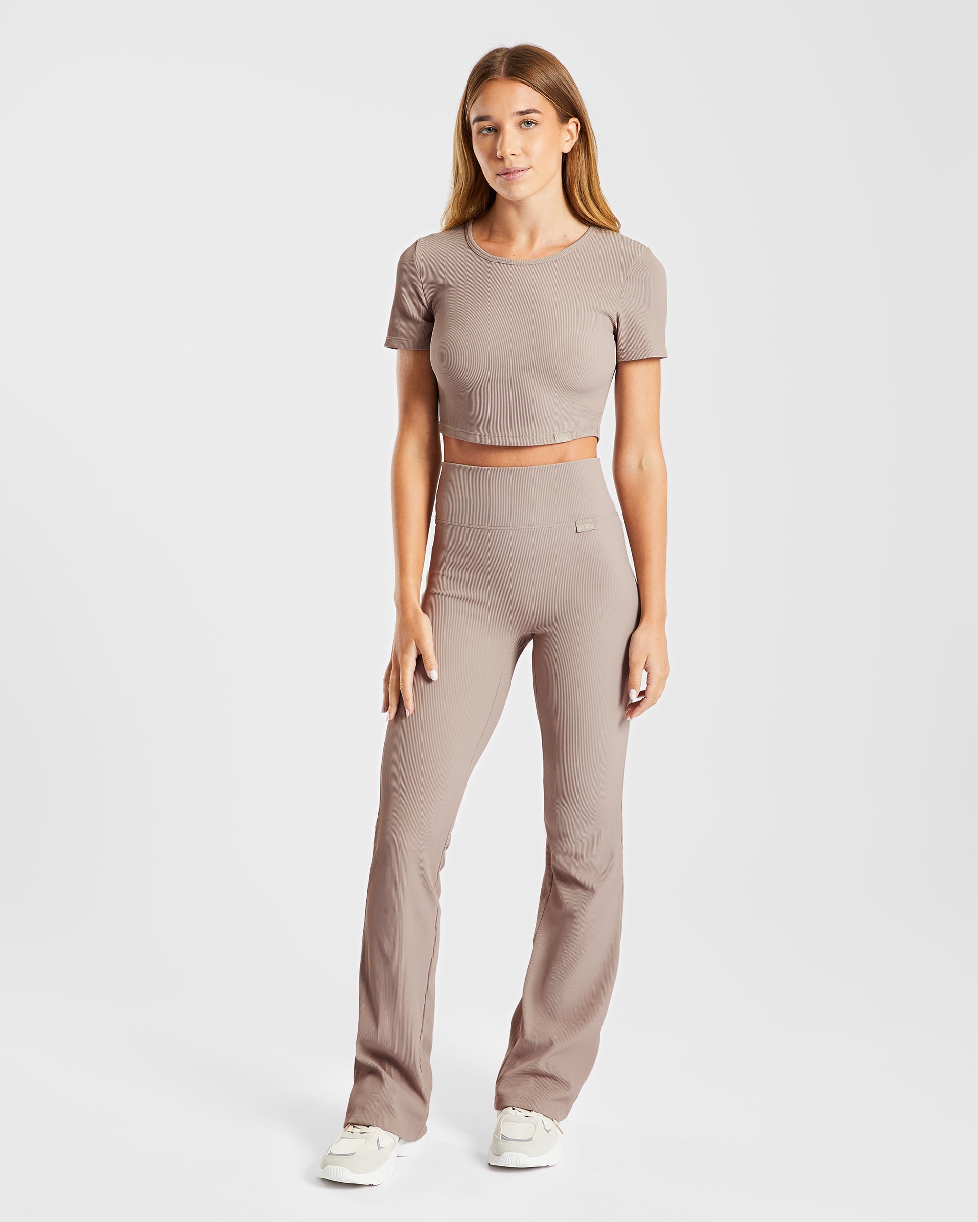 Geripptes Crop-Top „Sculpt“ - Taupe