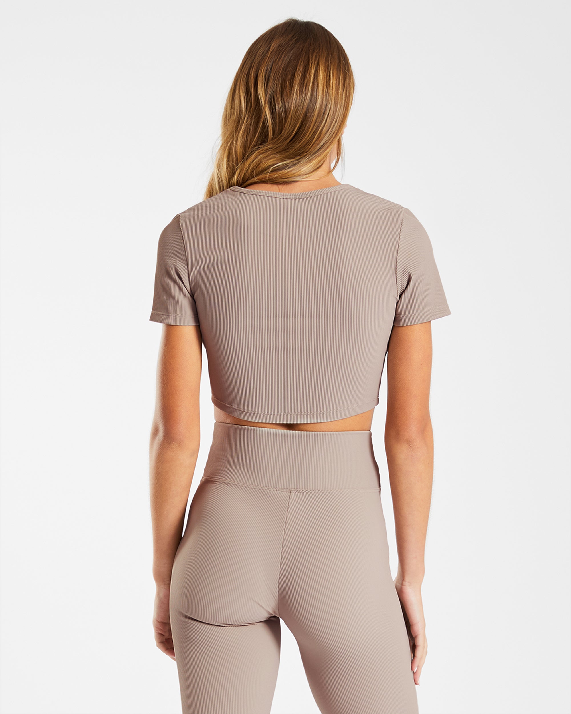 Geripptes Crop-Top „Sculpt“ - Taupe