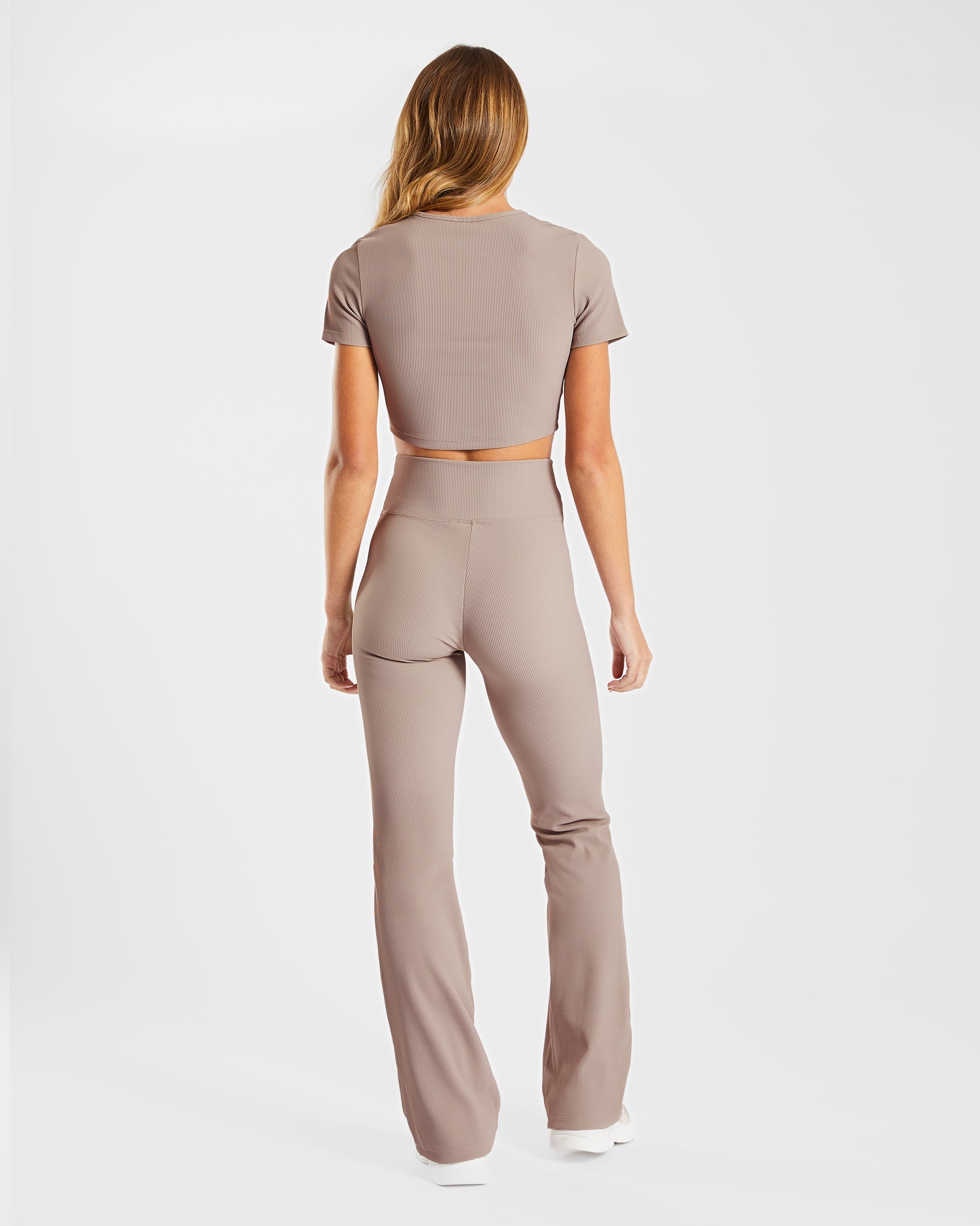 Geripptes Crop-Top „Sculpt“ - Taupe