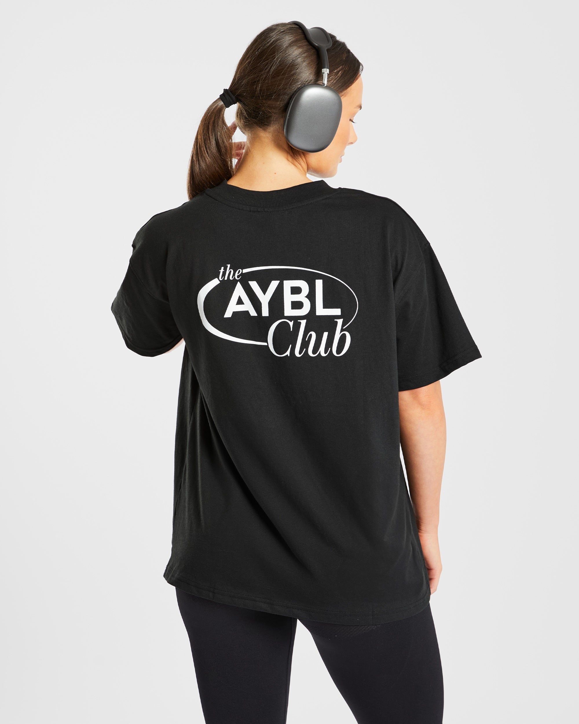 AYBL Club Übergroßes T-Shirt – Schwarz