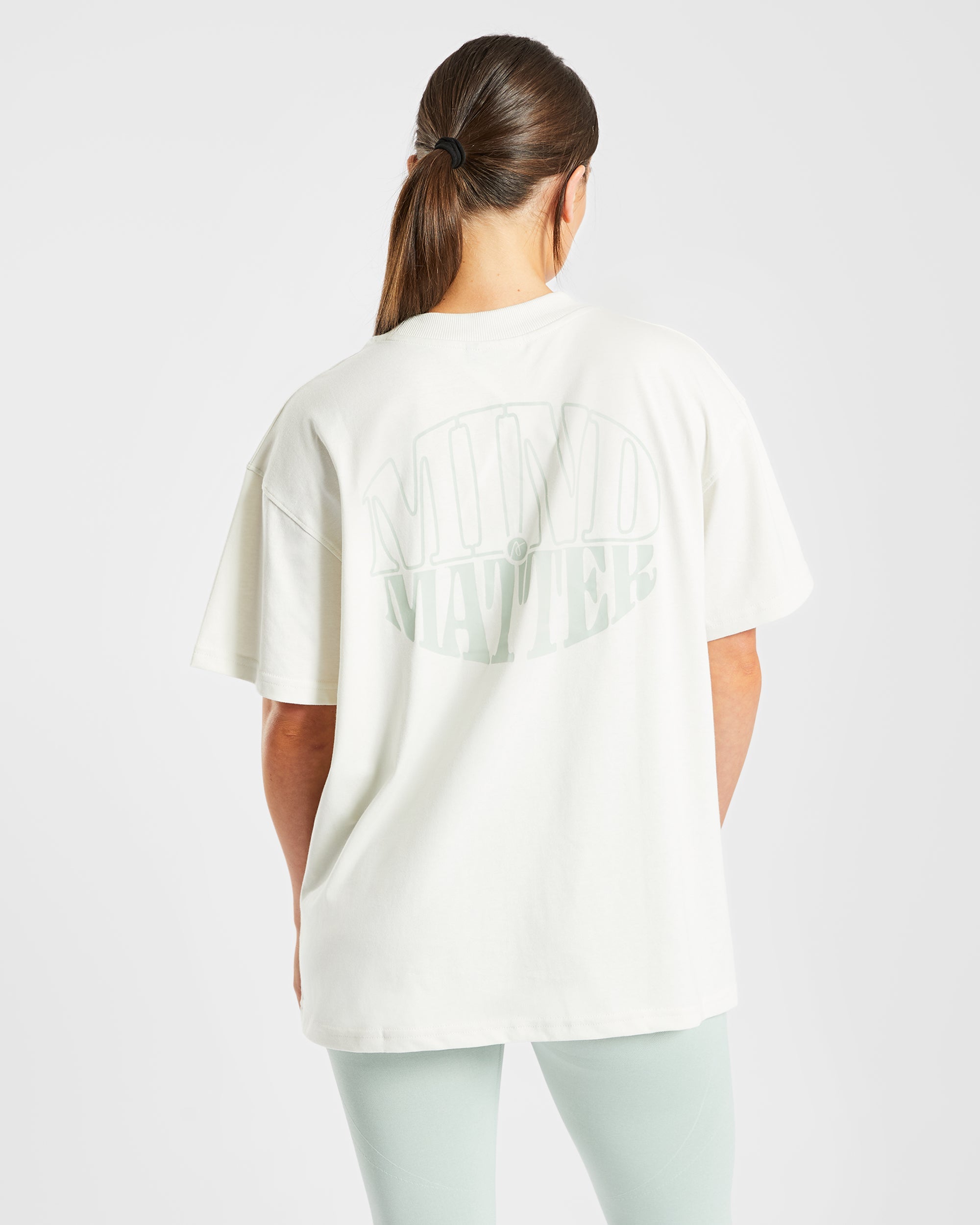 Mind Over Matter Übergroßes T-Shirt – Beige/Grün