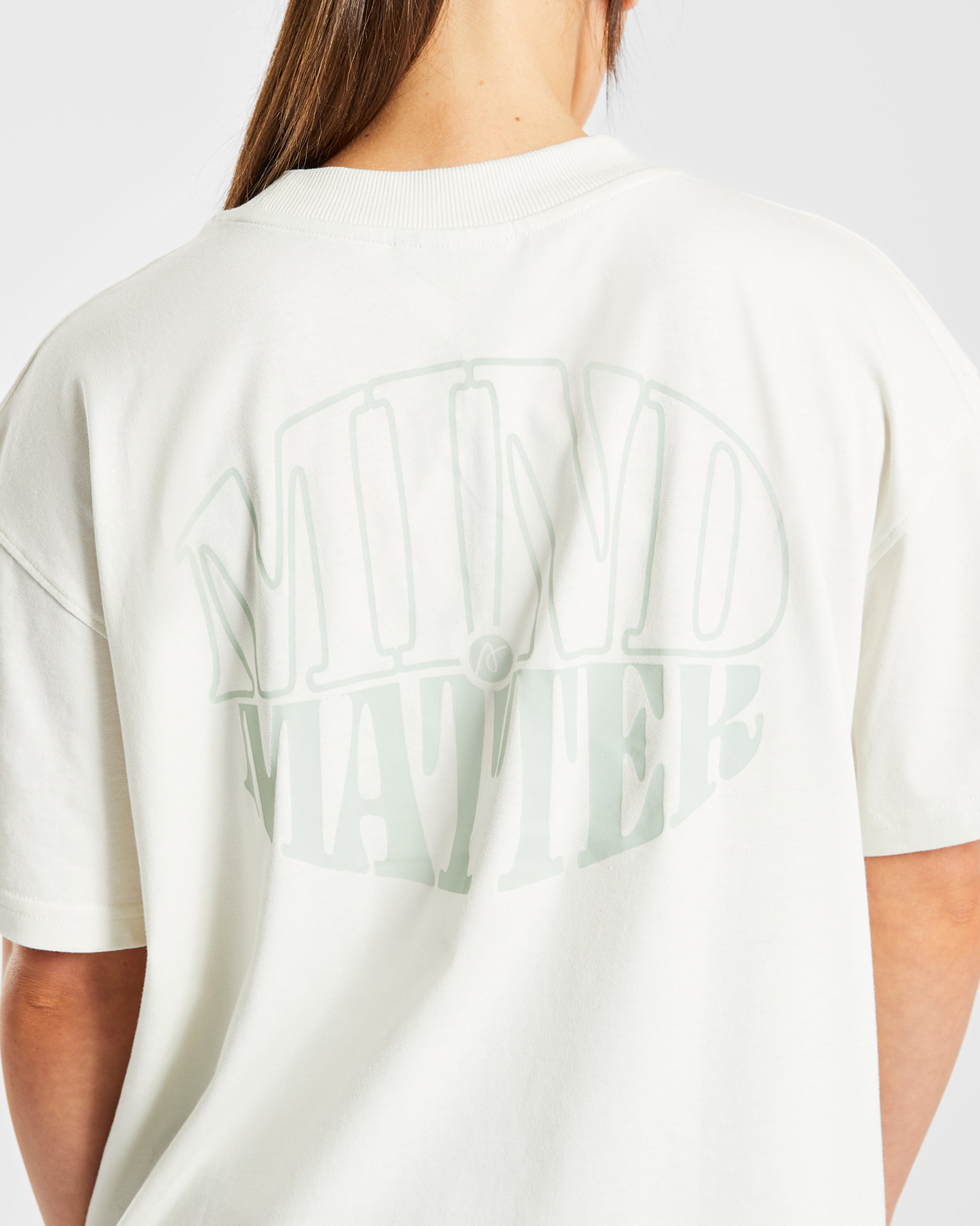 Mind Over Matter Übergroßes T-Shirt – Beige/Grün