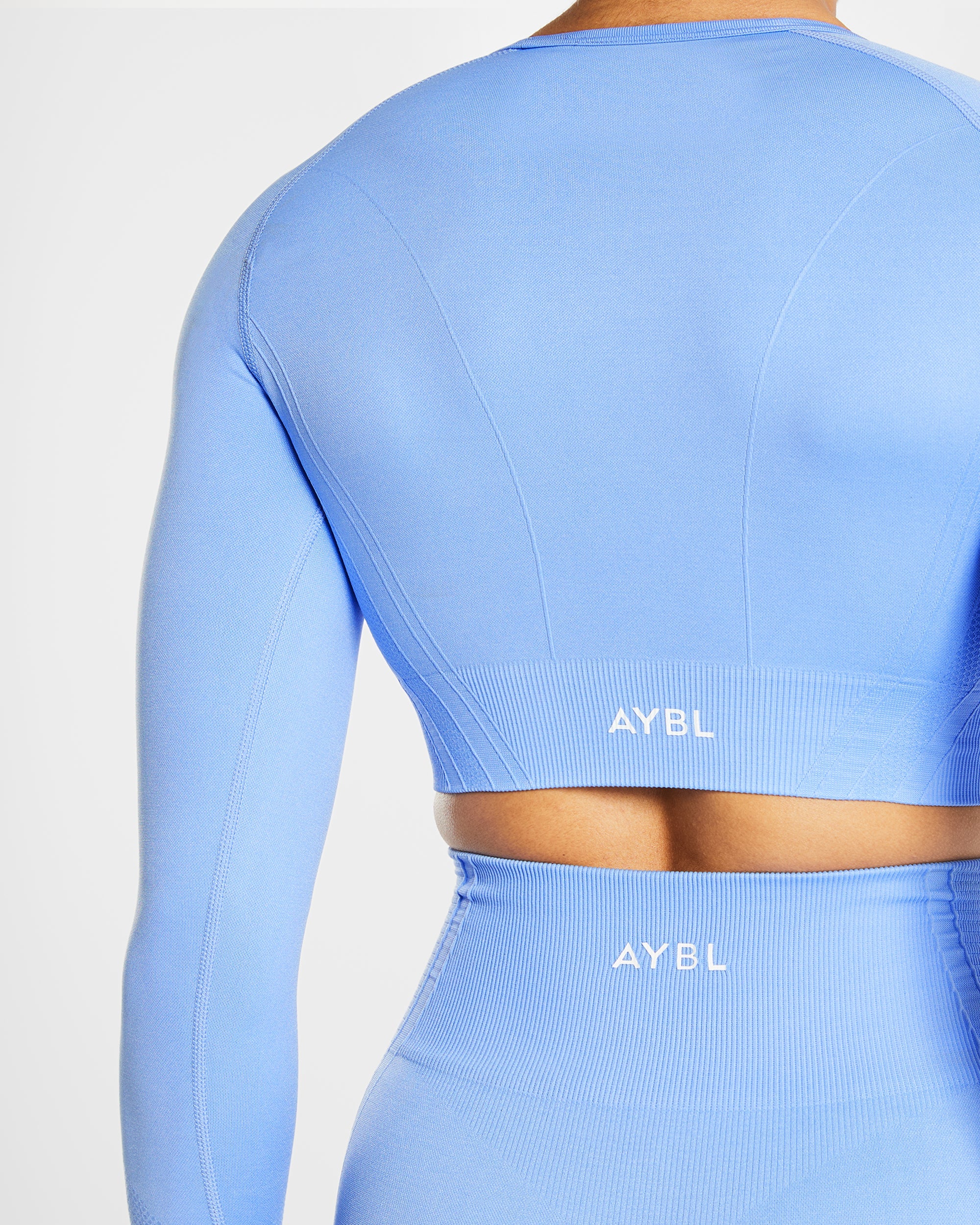 Balance V2 Seamless Long Sleeve Crop Top - Chambray Blue