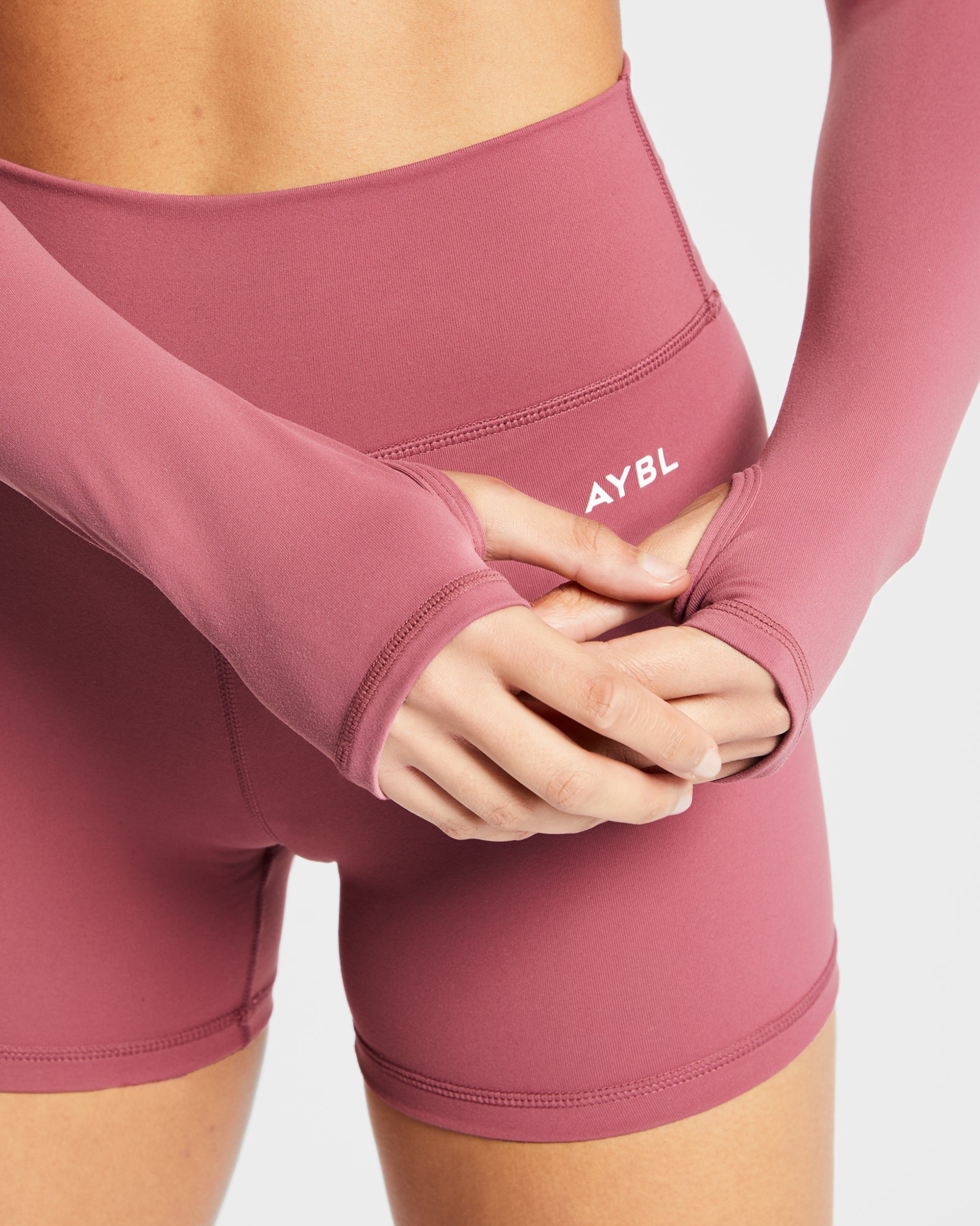 Core Langarm-Crop-Top – Ziegelrot