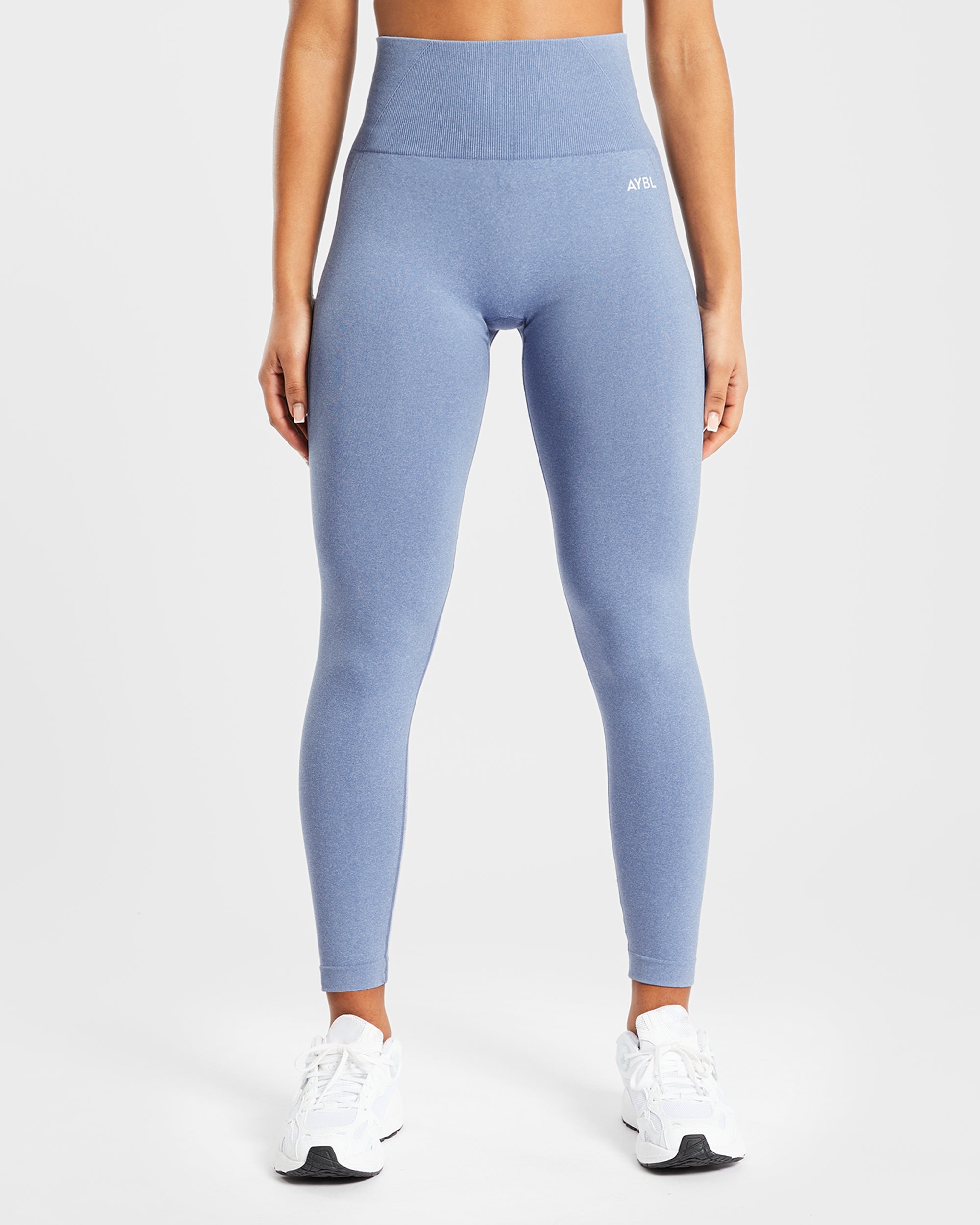 Nahtlose Leggings „Empower“ – Blau meliert