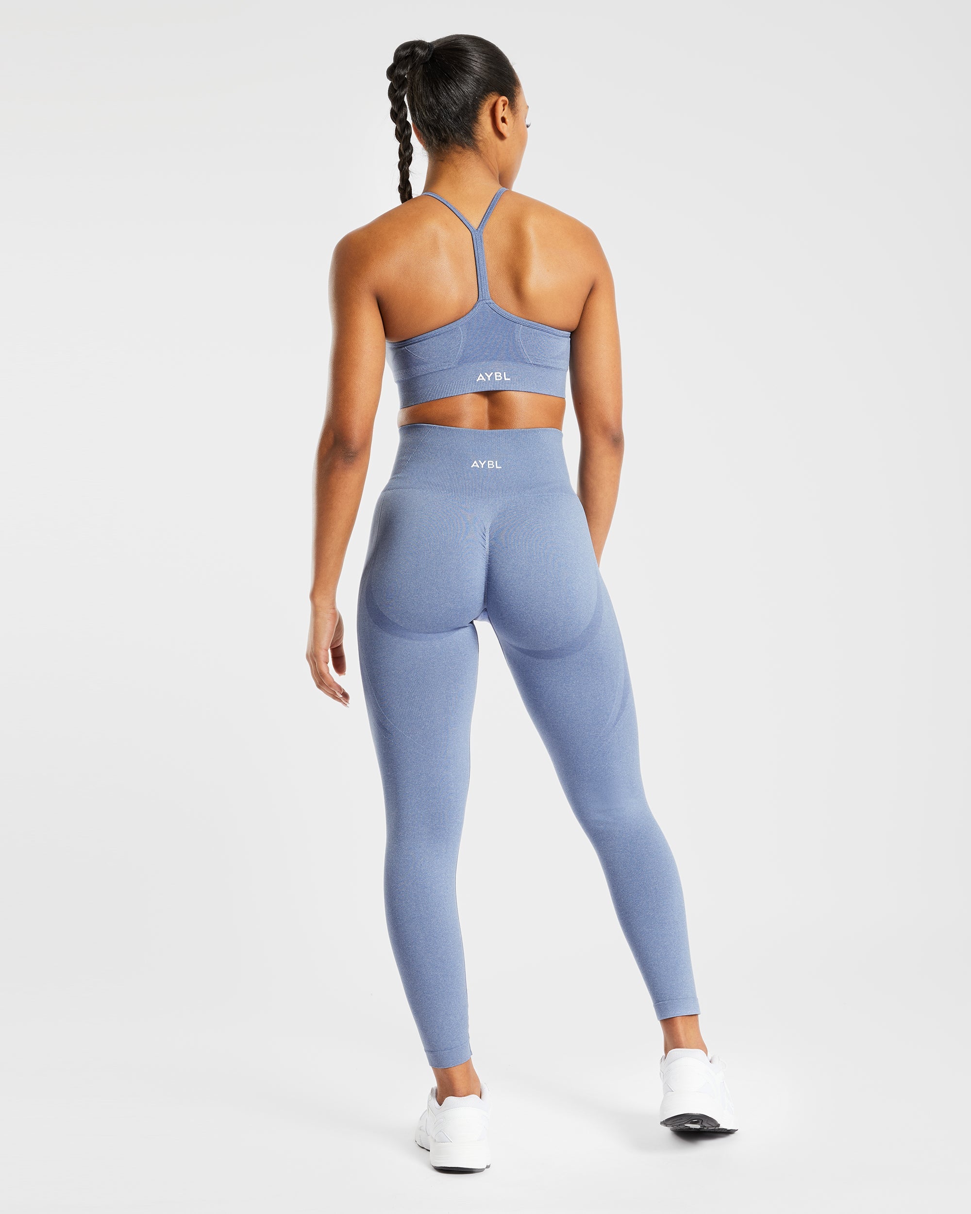 Nahtlose Leggings „Empower“ – Blau meliert