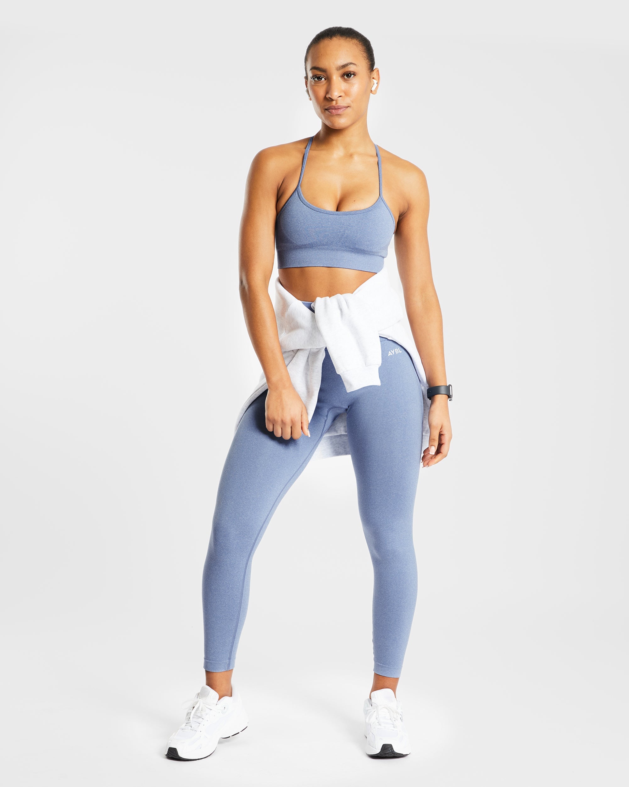 Nahtlose Leggings „Empower“ – Blau meliert