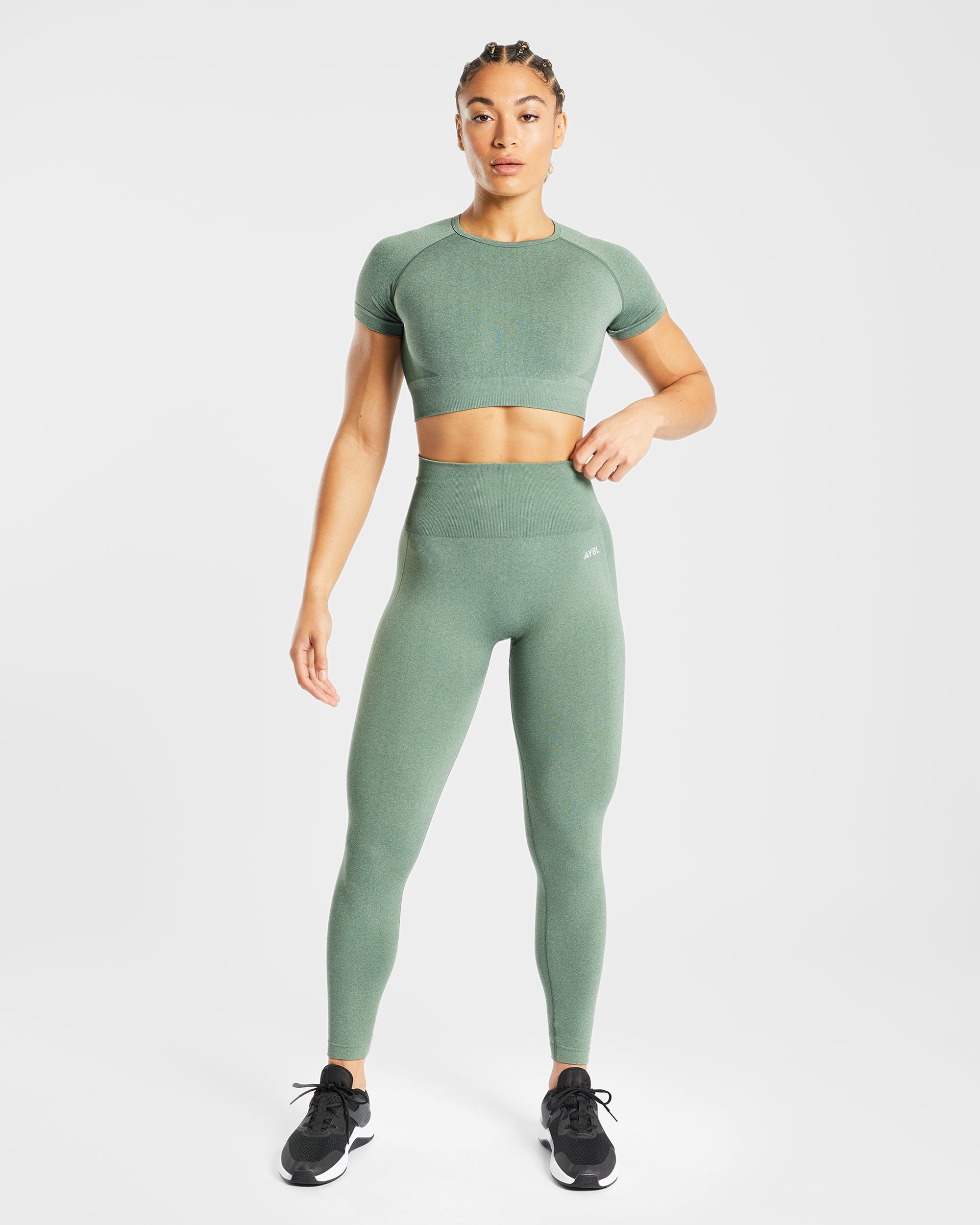 Nahtlose Leggings „Empower“ – Olivgrün