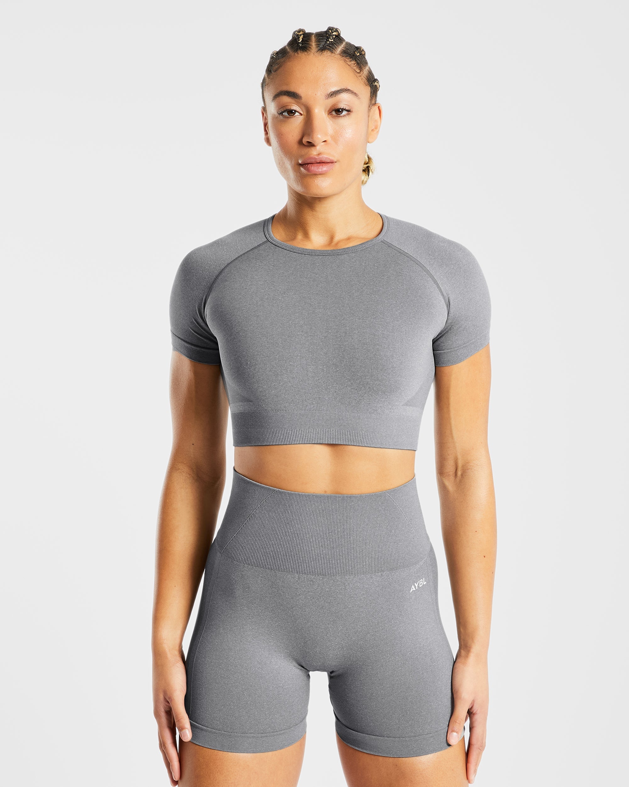 Empower Seamless Crop Top – Grau meliert