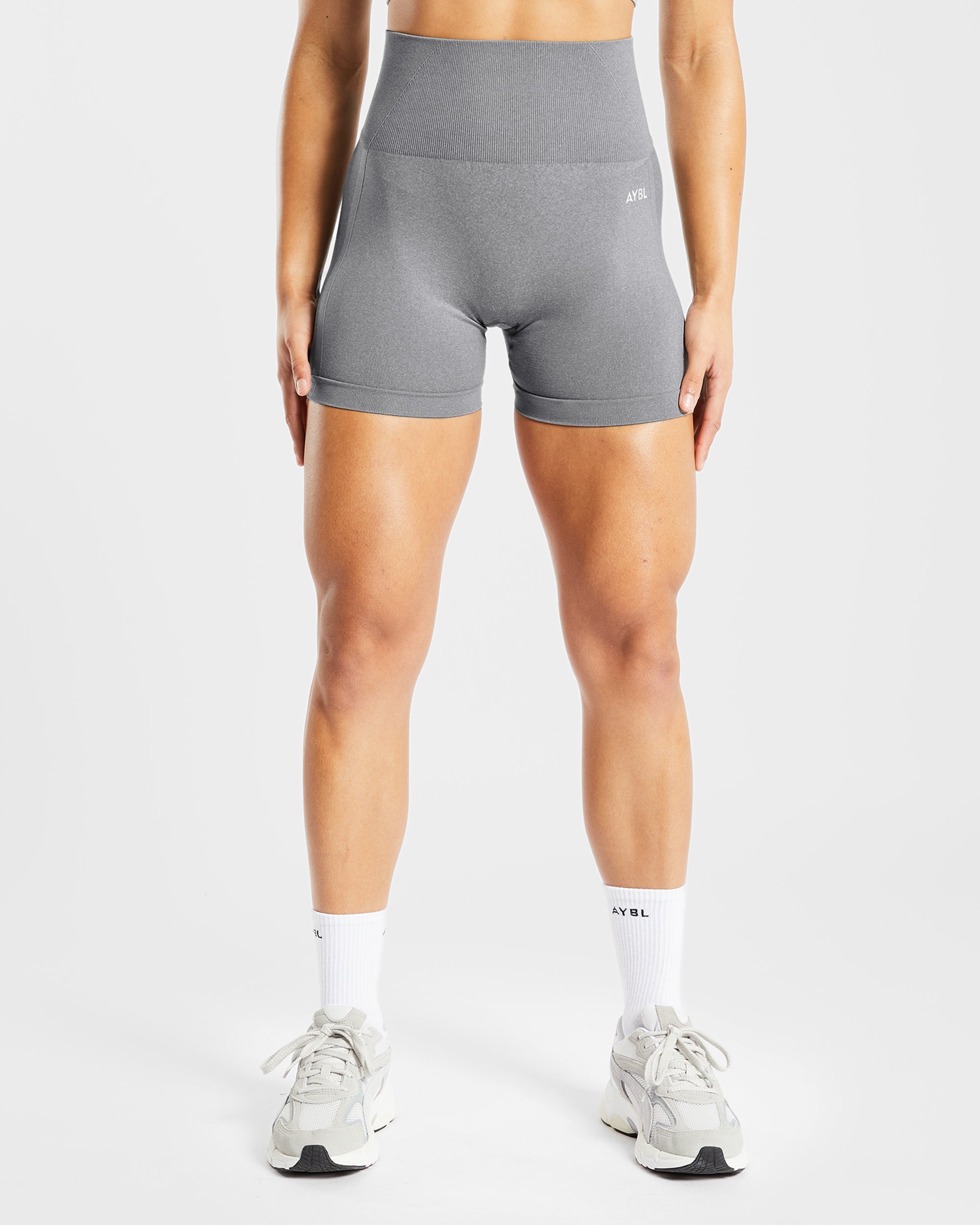 Nahtlose Empower-Shorts – Grau meliert