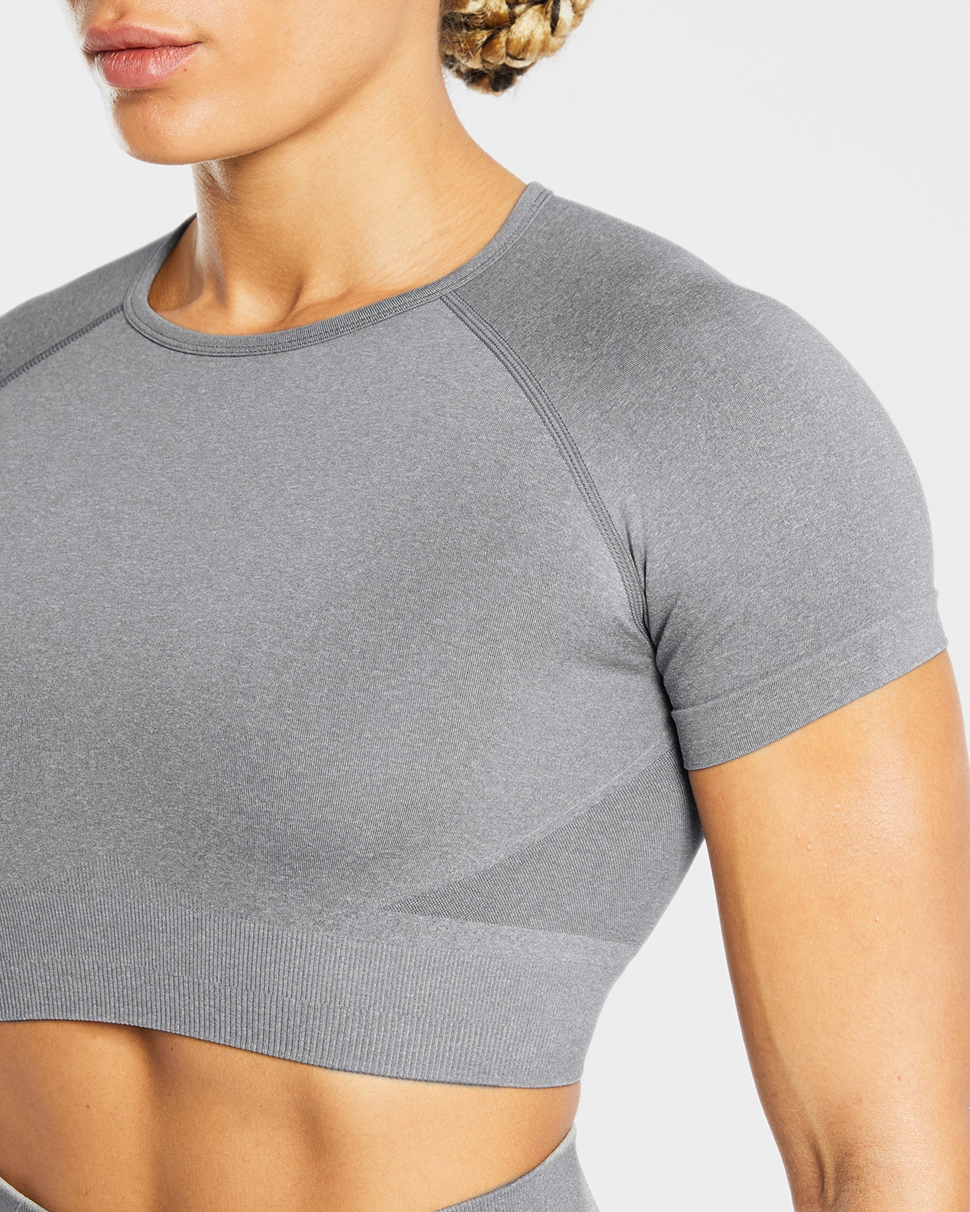 Empower Seamless Crop Top – Grau meliert